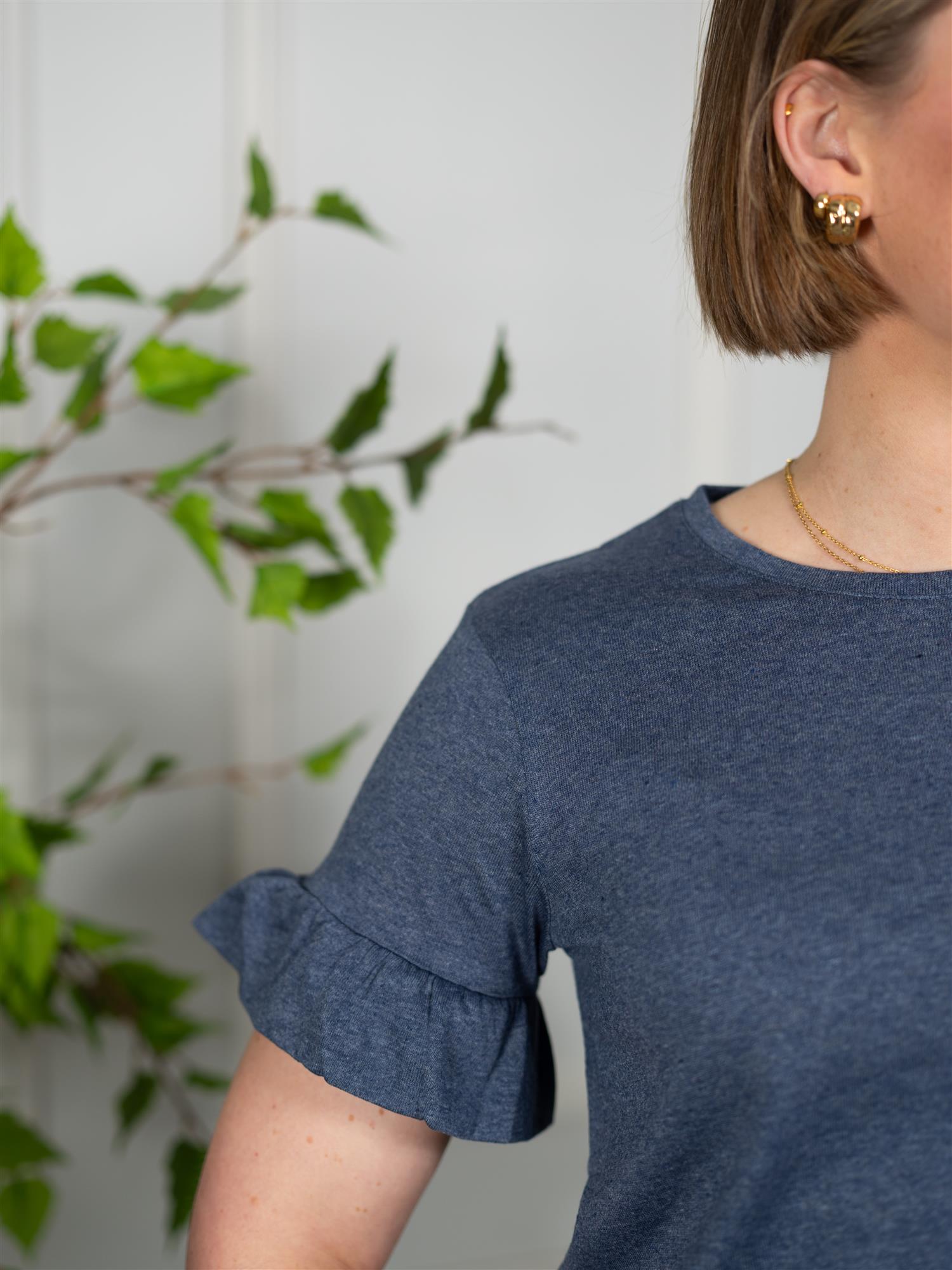 Ella&il Lara Linen Tee Denim Blue