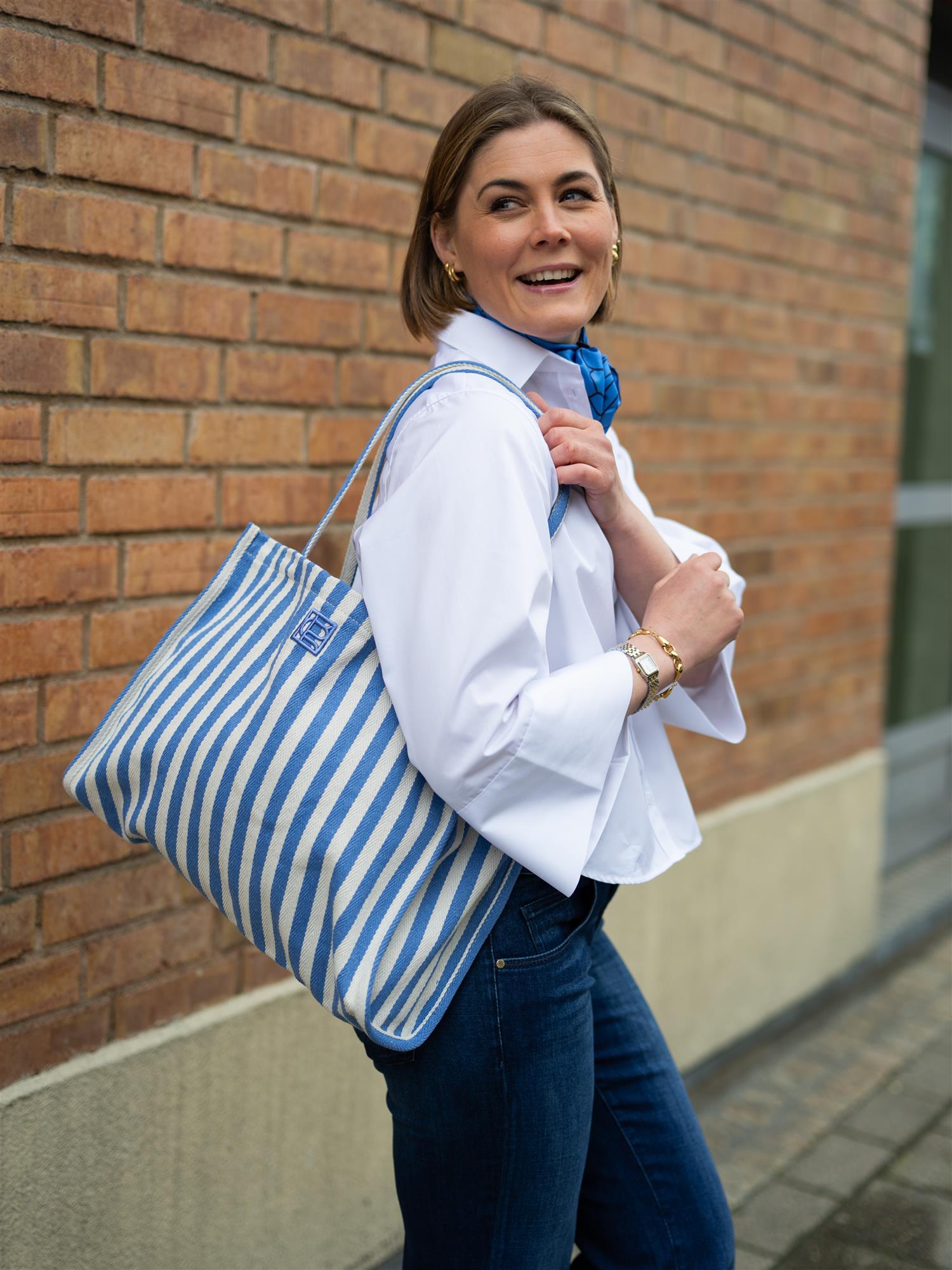 Camilla Pihl Ivy Tote Bag Blue Stripe