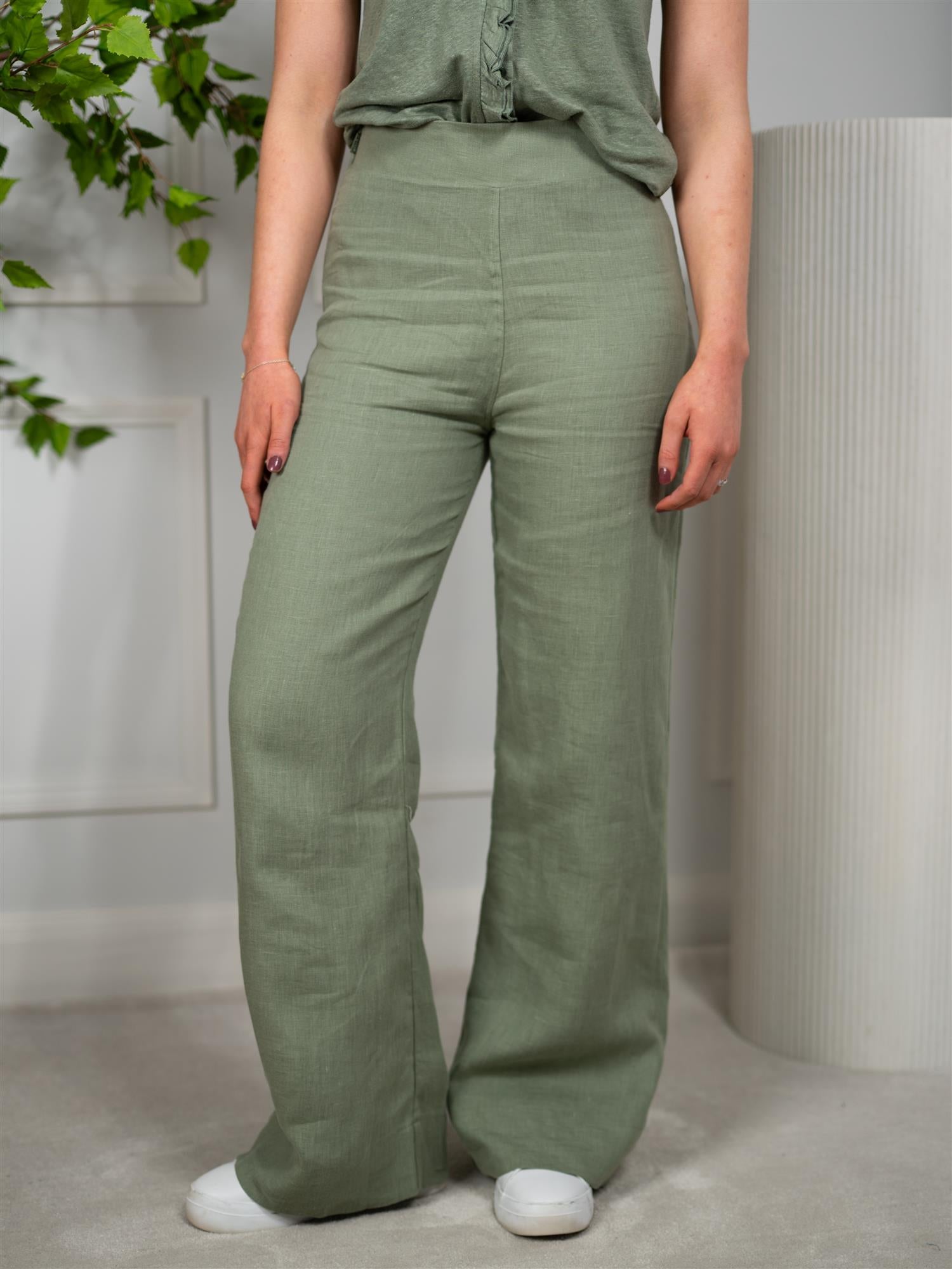 Ella&il Molly Linen Pants Green
