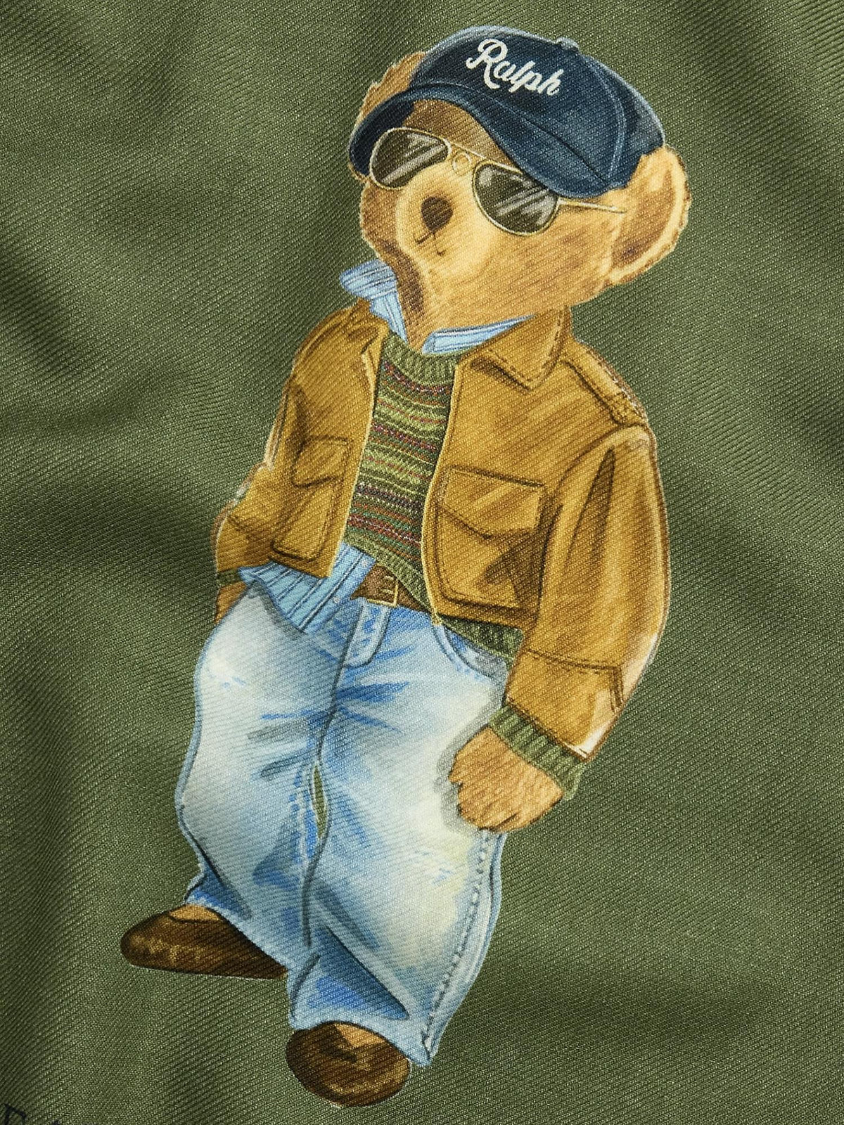 Polo Bear Wool Square Scarf Farm Olive