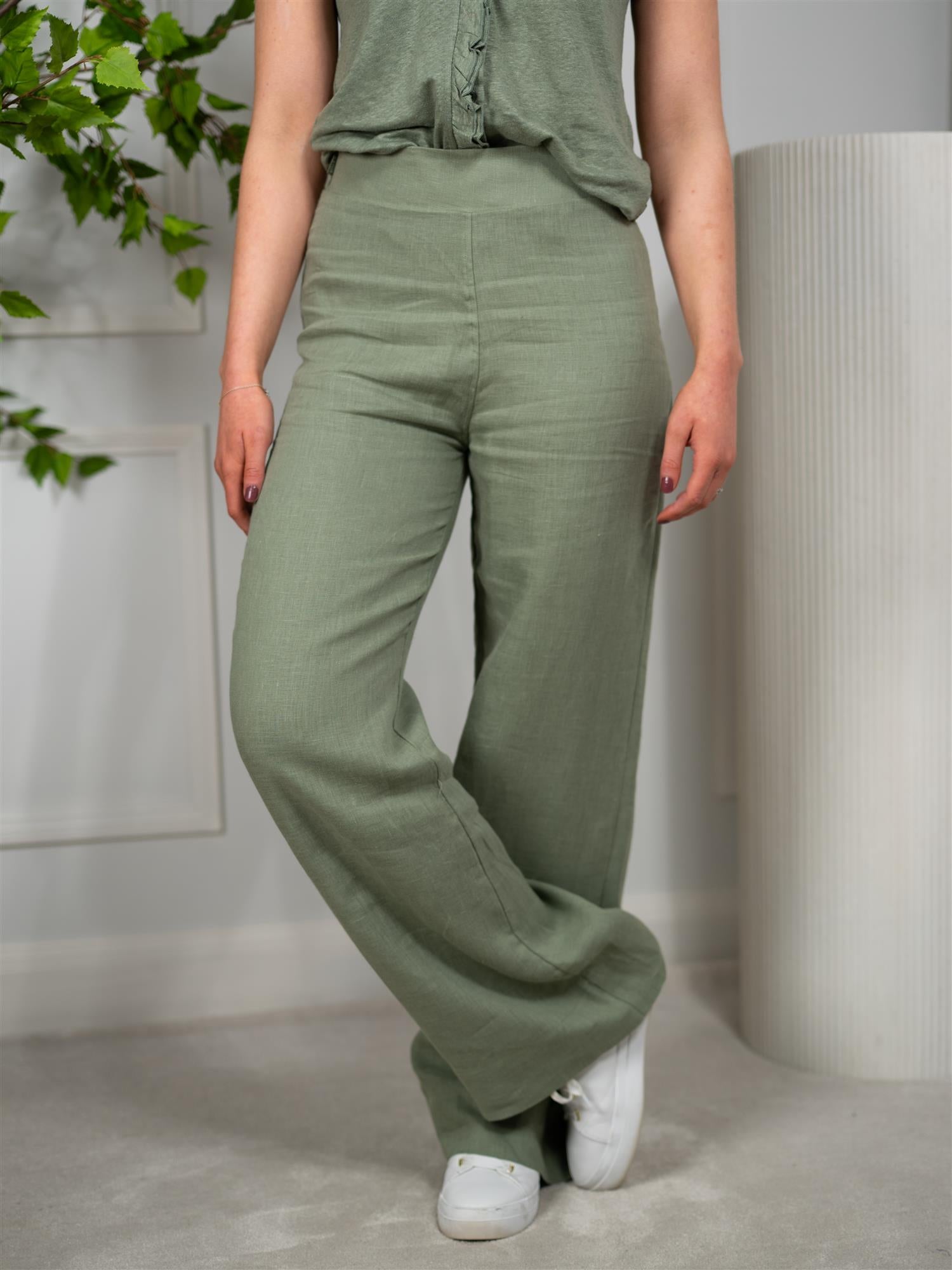Ella&il Molly Linen Pants Green