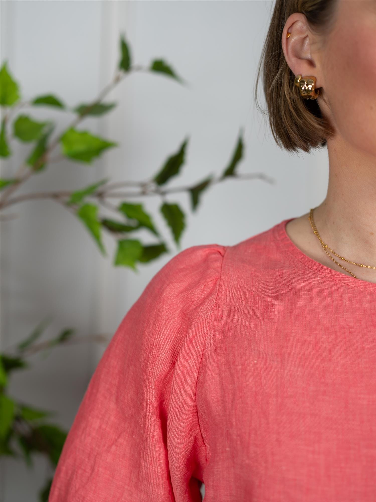 Stenströms Carmen Blouse Puff Sleeve Light Red