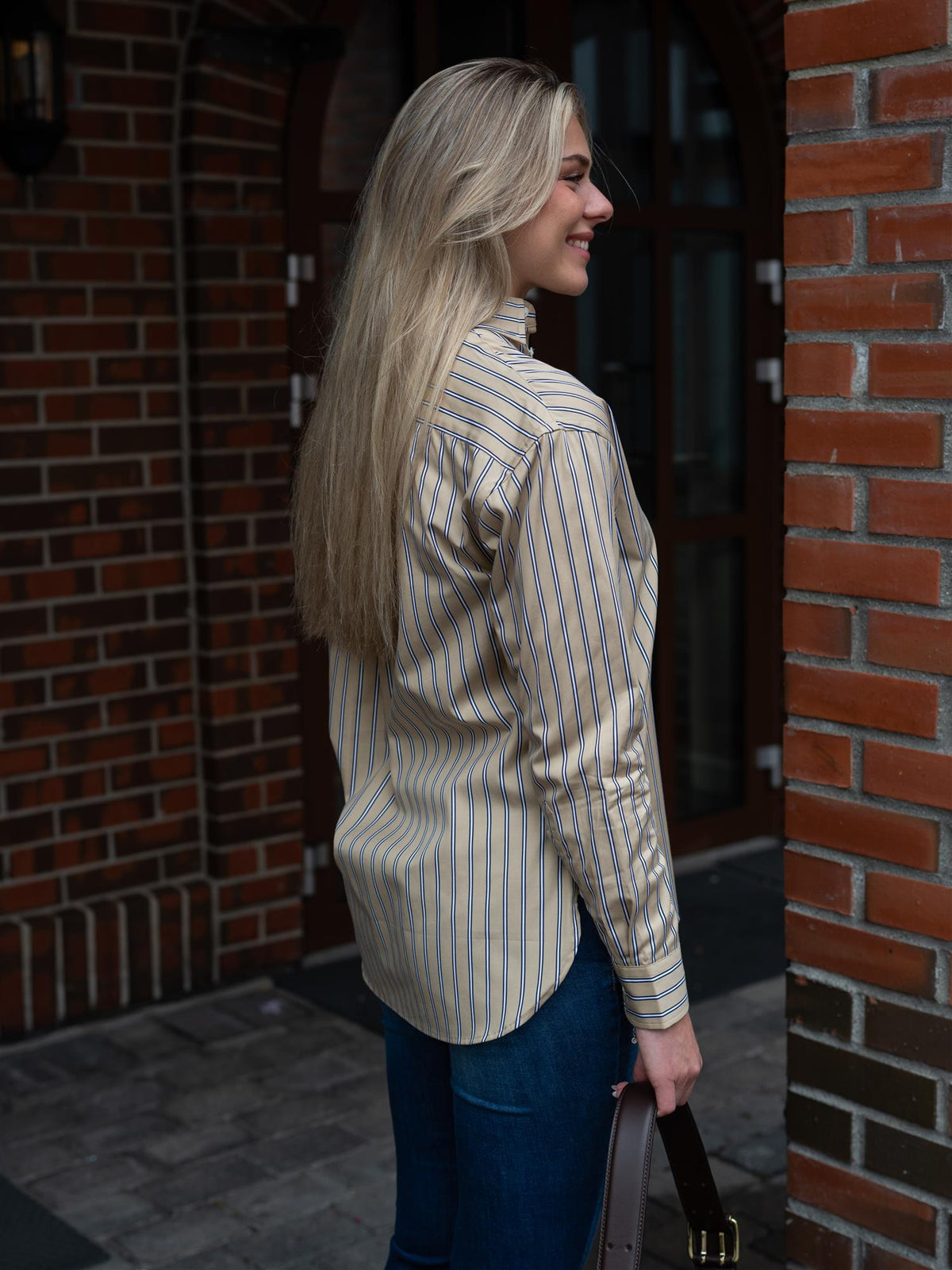Relaxed Fit Striped Cotton Shirt Tan Royal Multi