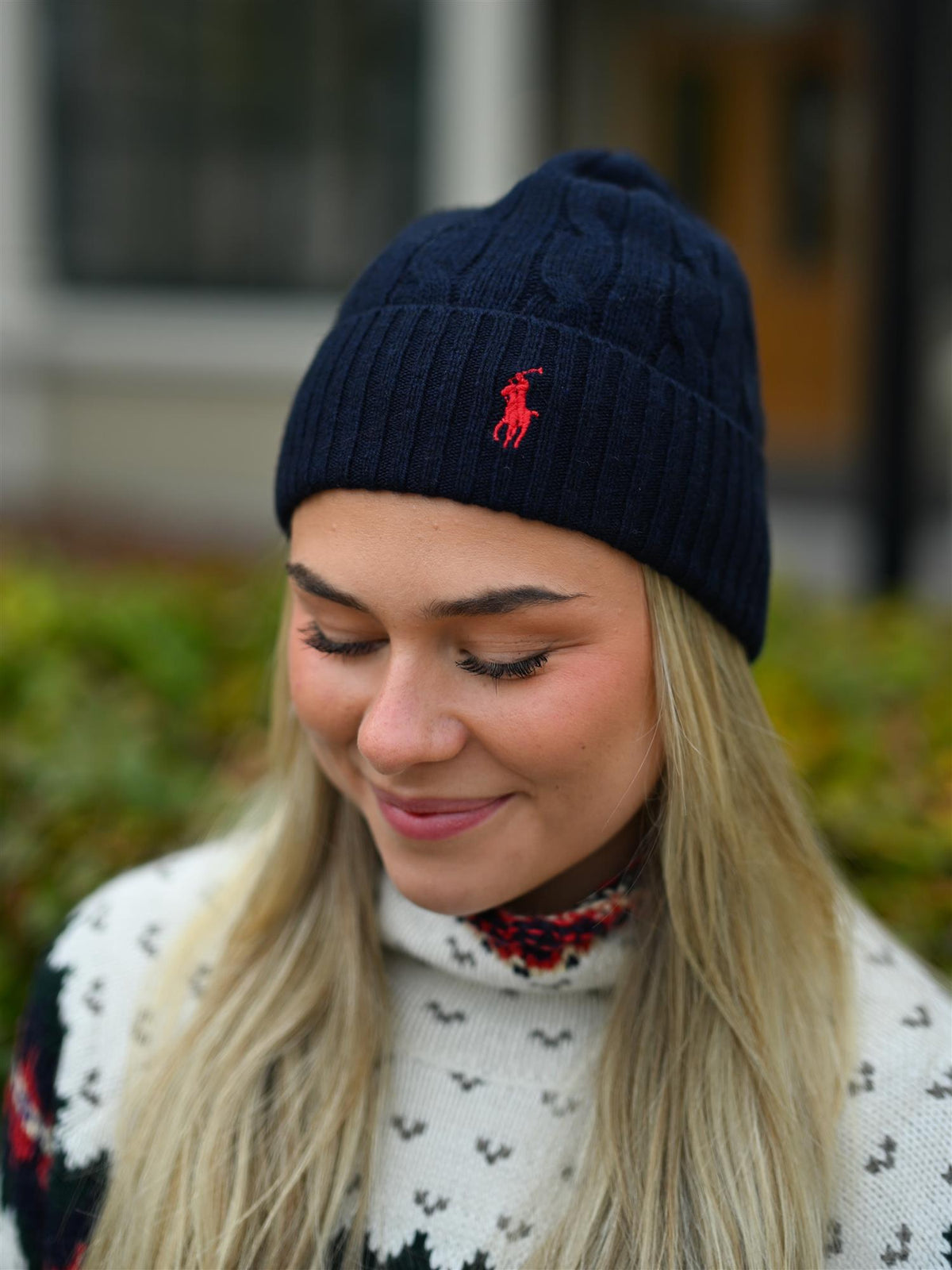 Cable-Knit Wool-Cashmere Beanie Hunter Navy