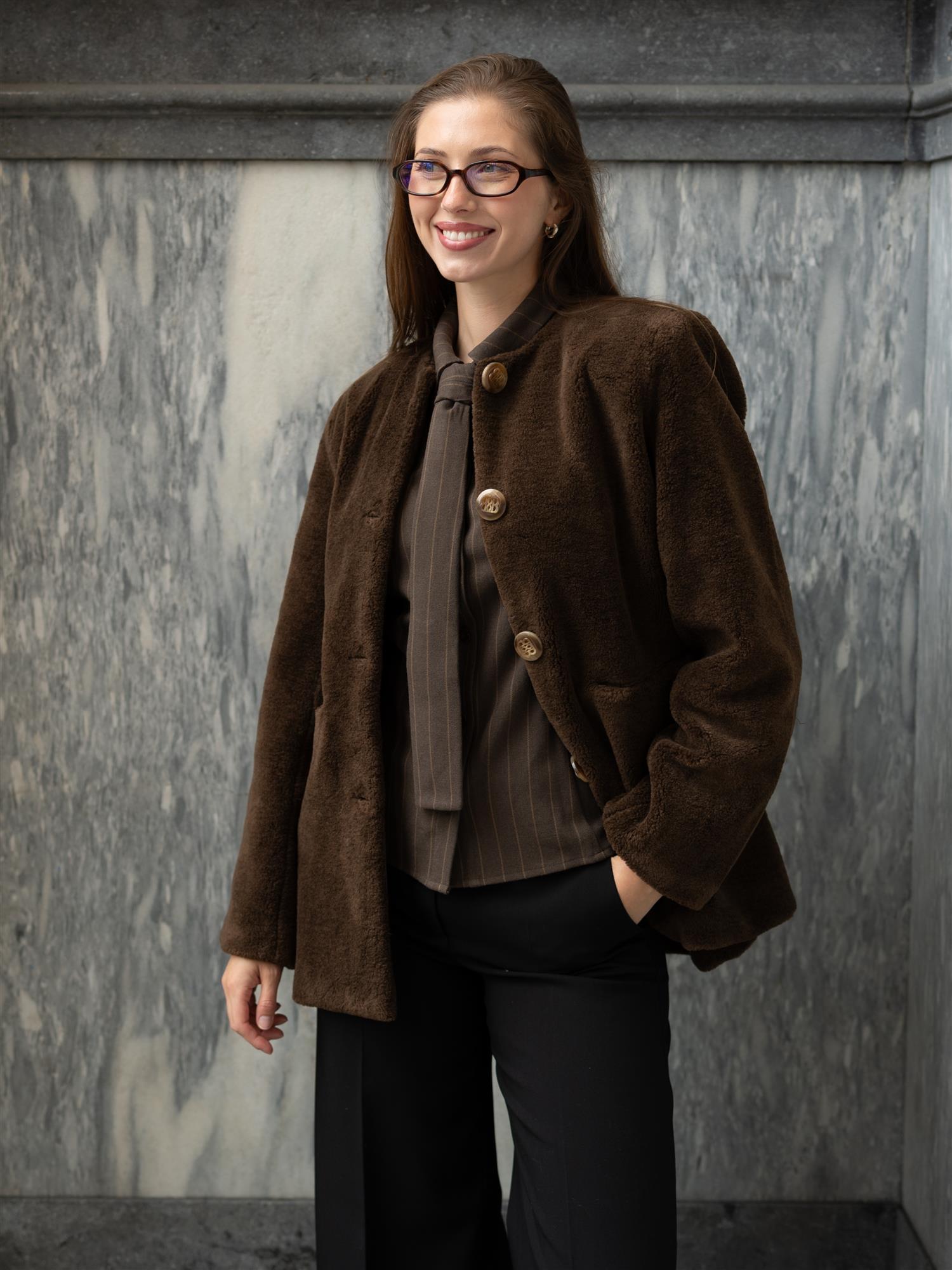 Helena Shearling Jacket Brown