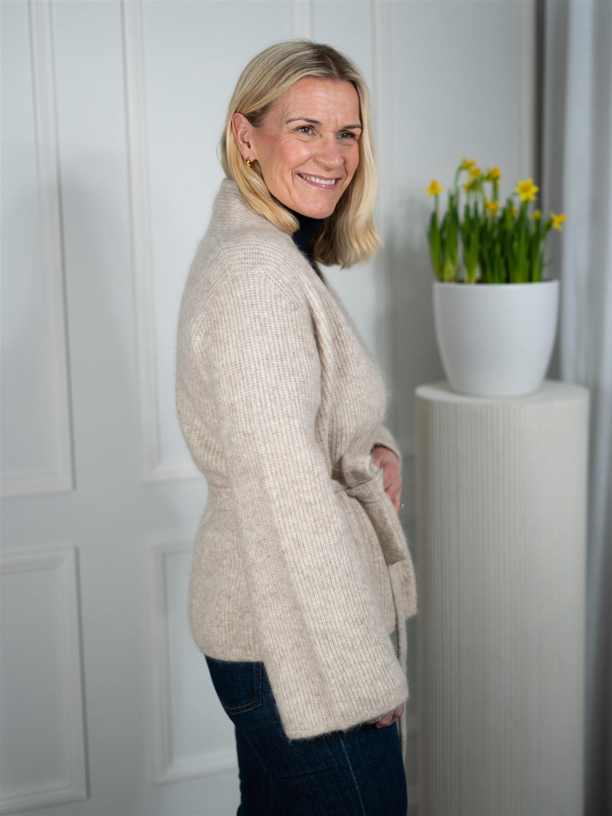Lila Mohair Cardigan Wheat
