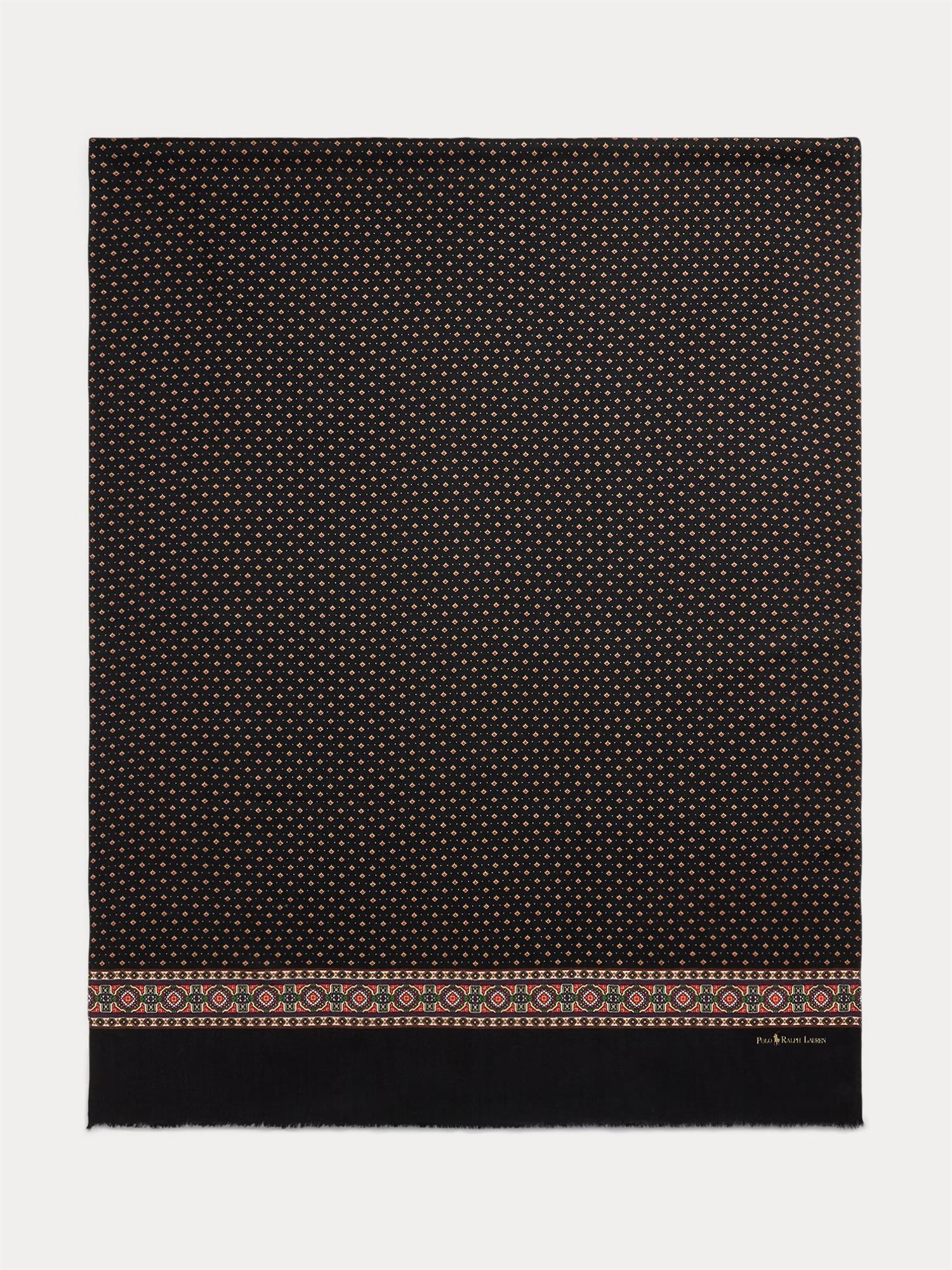 Foulard Wool Fringe Scarf Wine Multi