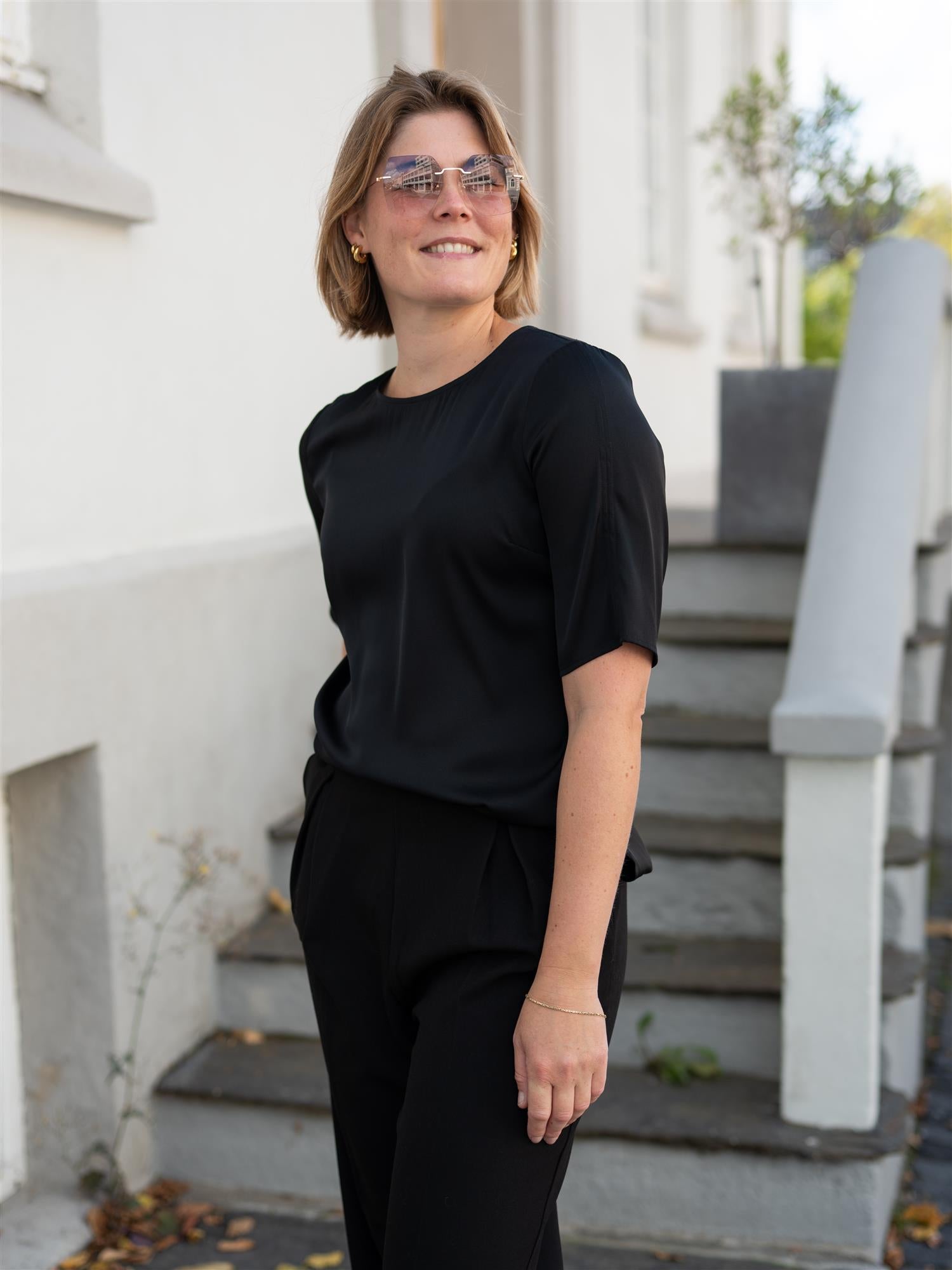 Stenströms Sanne Blouse Black Short Sleeve