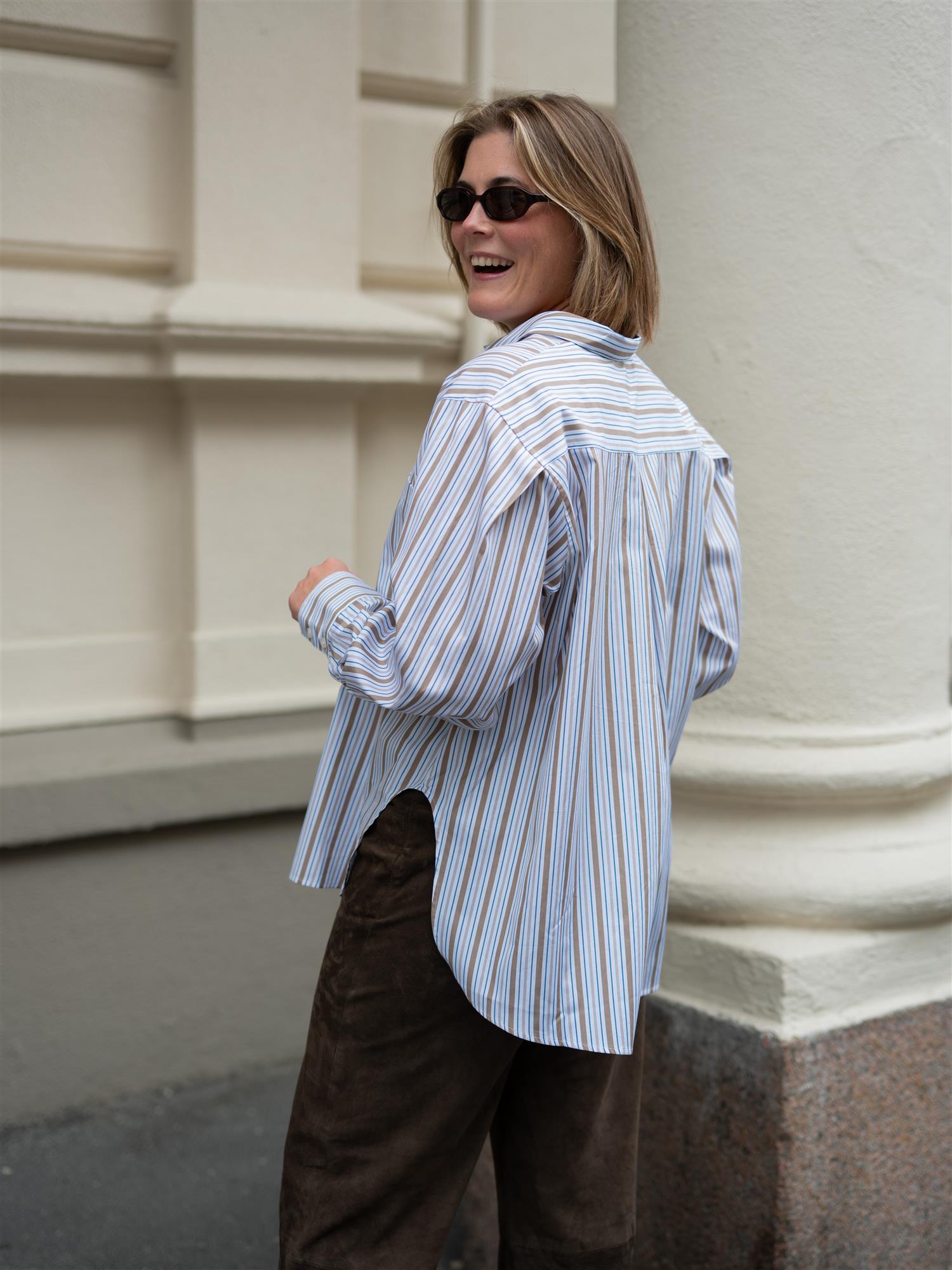 Jansell Shirt Taupe Stripe