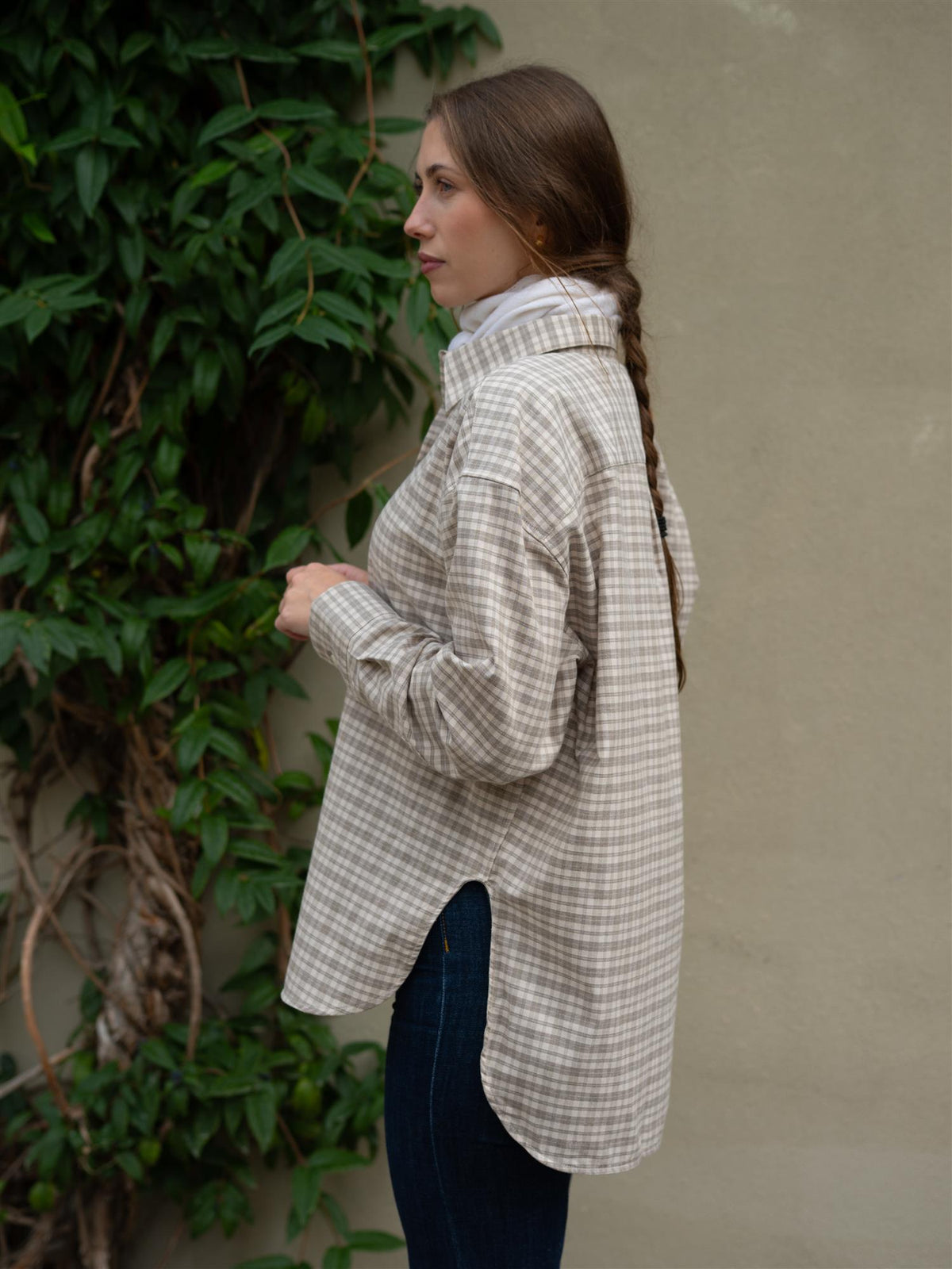 Edwina Flannel Shirt Checked Taupe