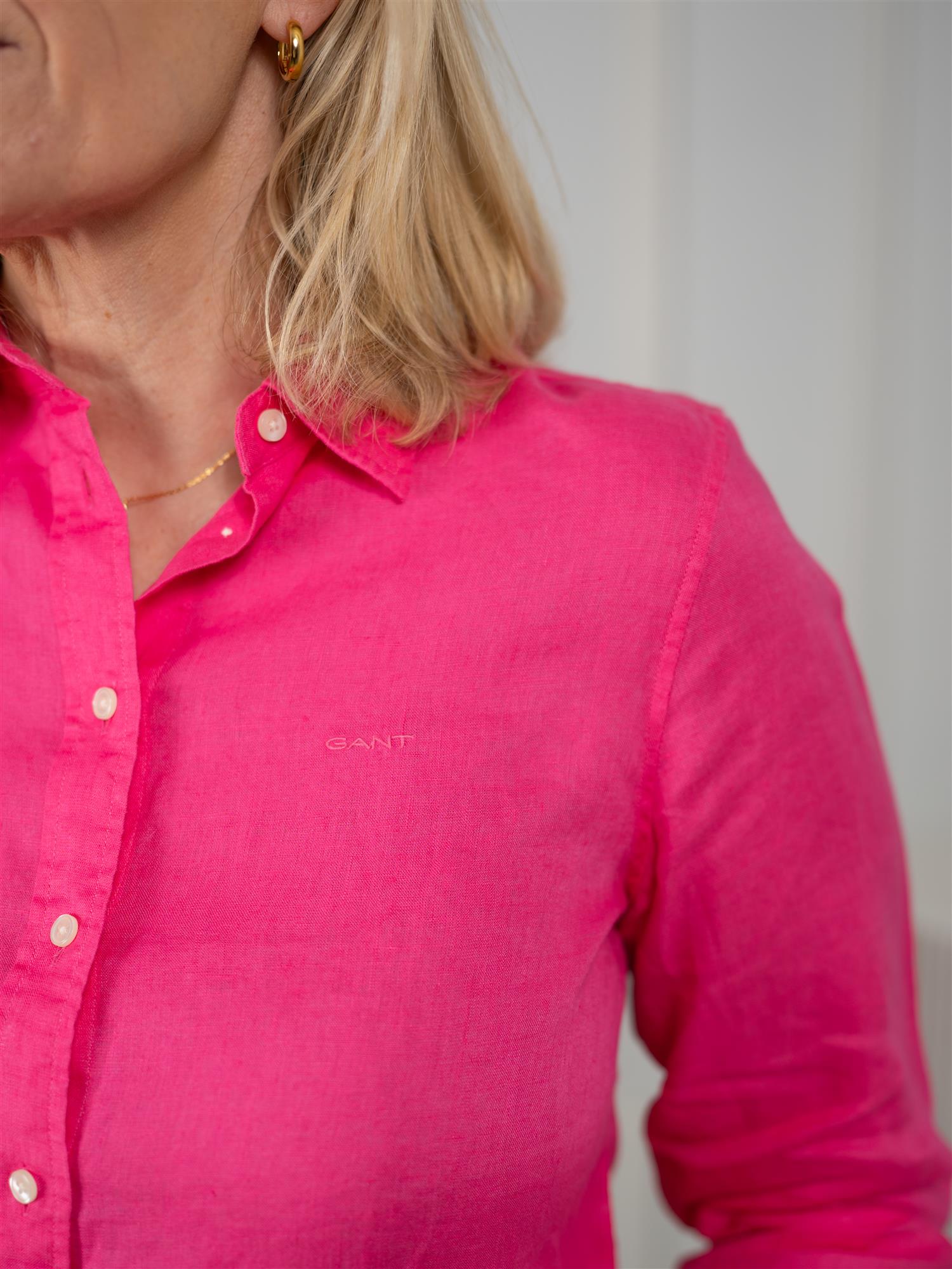 Gant Reg Linen Ls Shirt Bright Fuschia