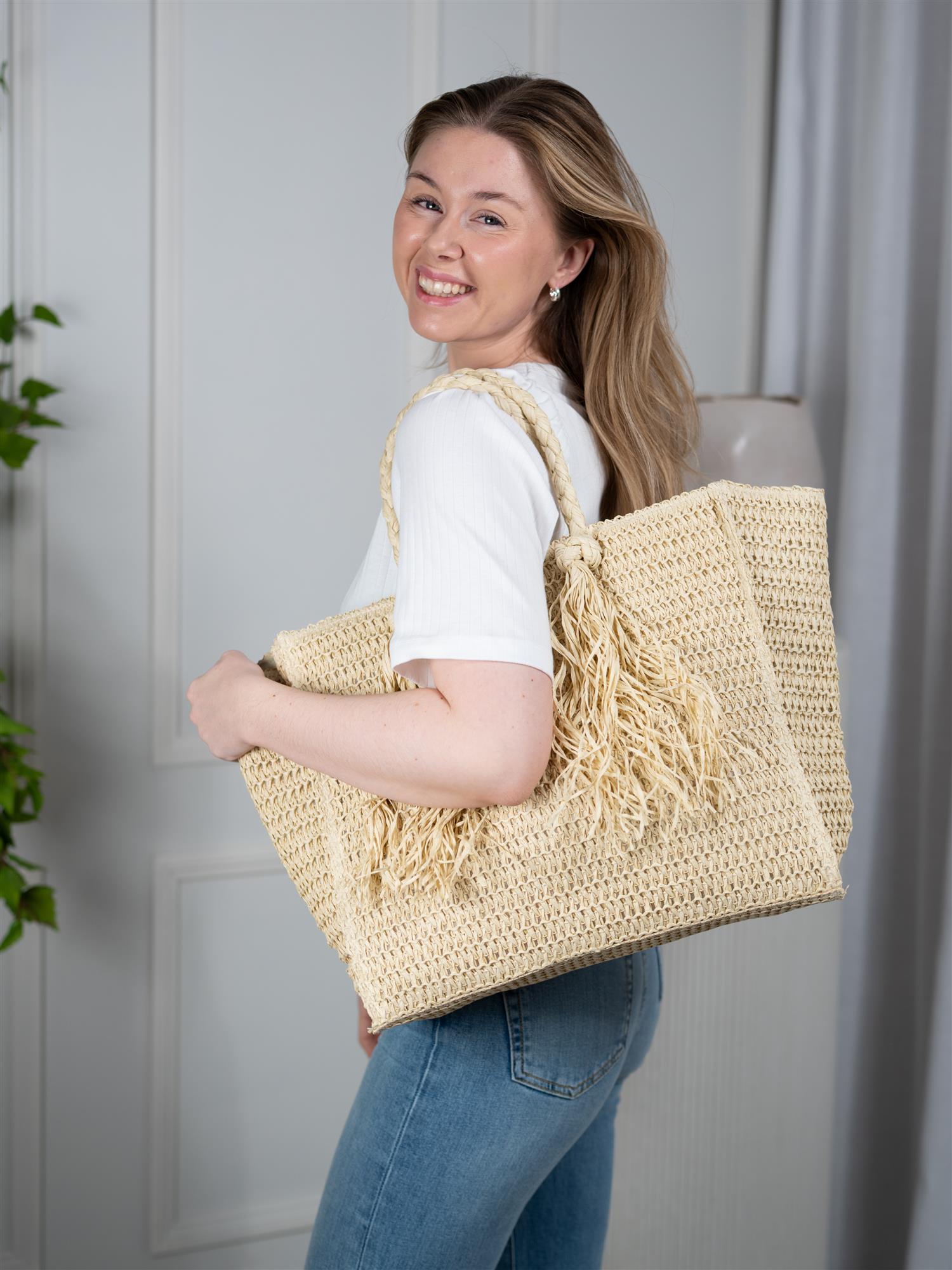 Ella&il Rikke Straw Bag Beige