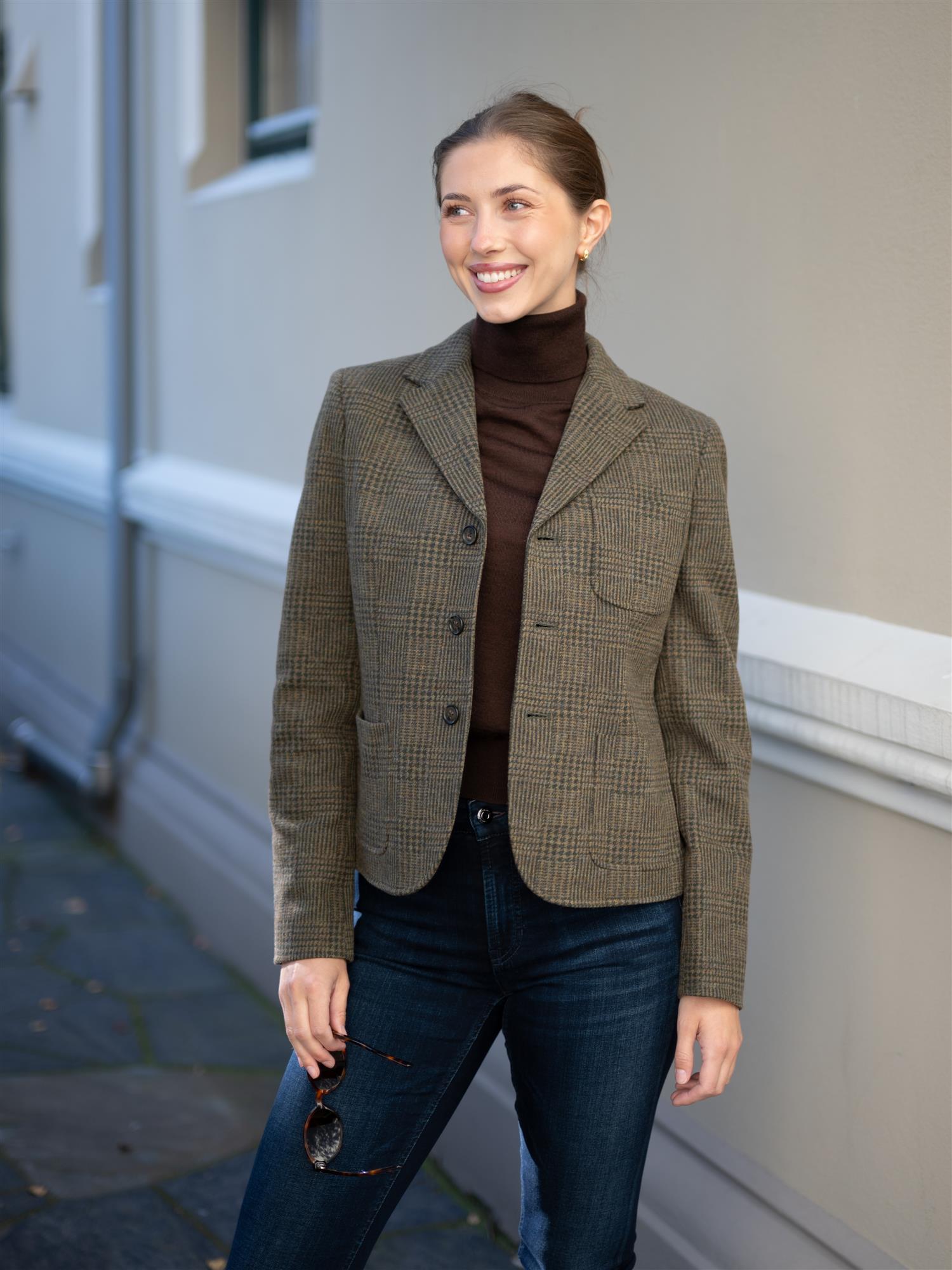 Single-Breasted Glen Check Blazer