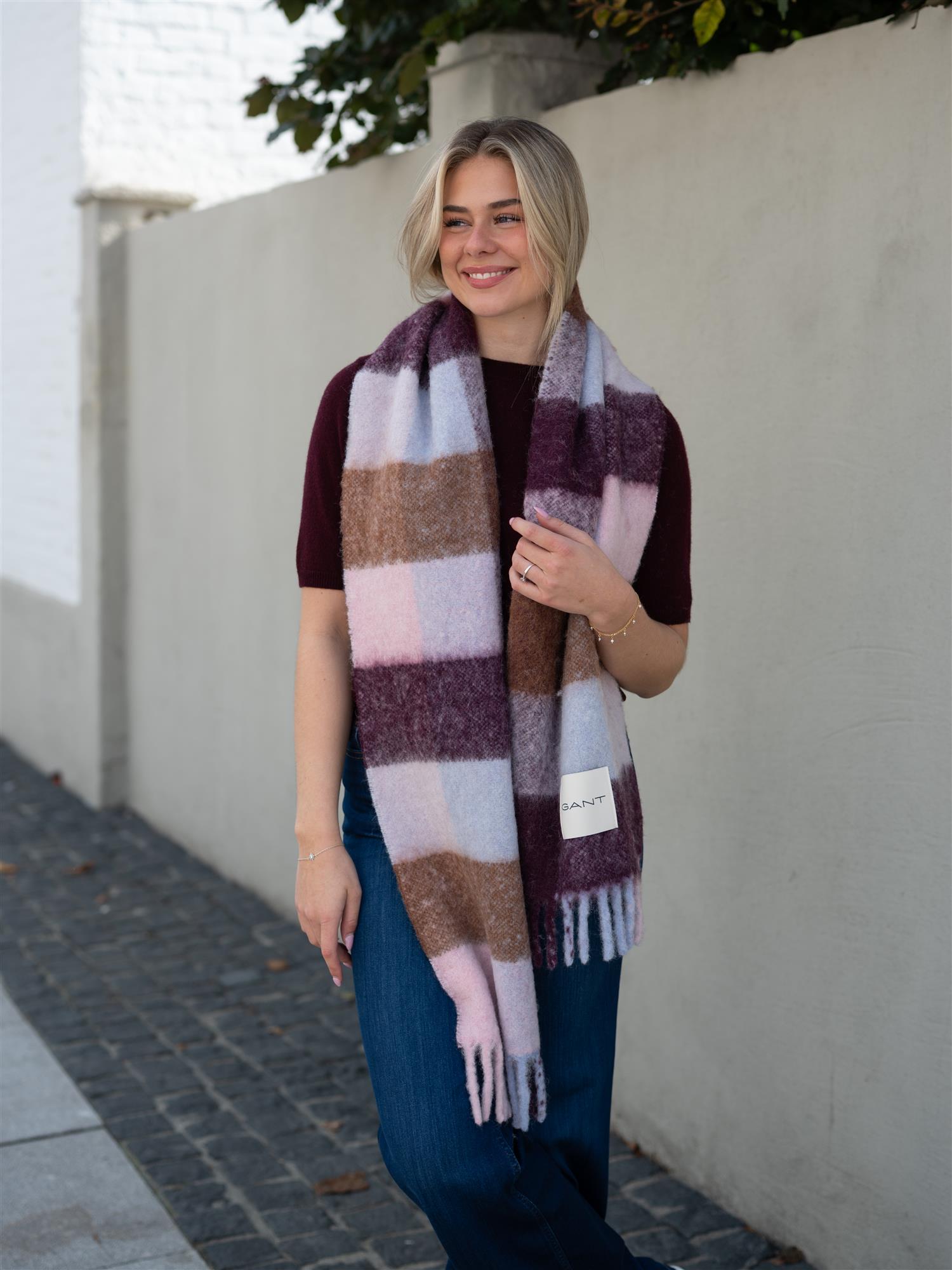 Alpaca Check Wool Scarf