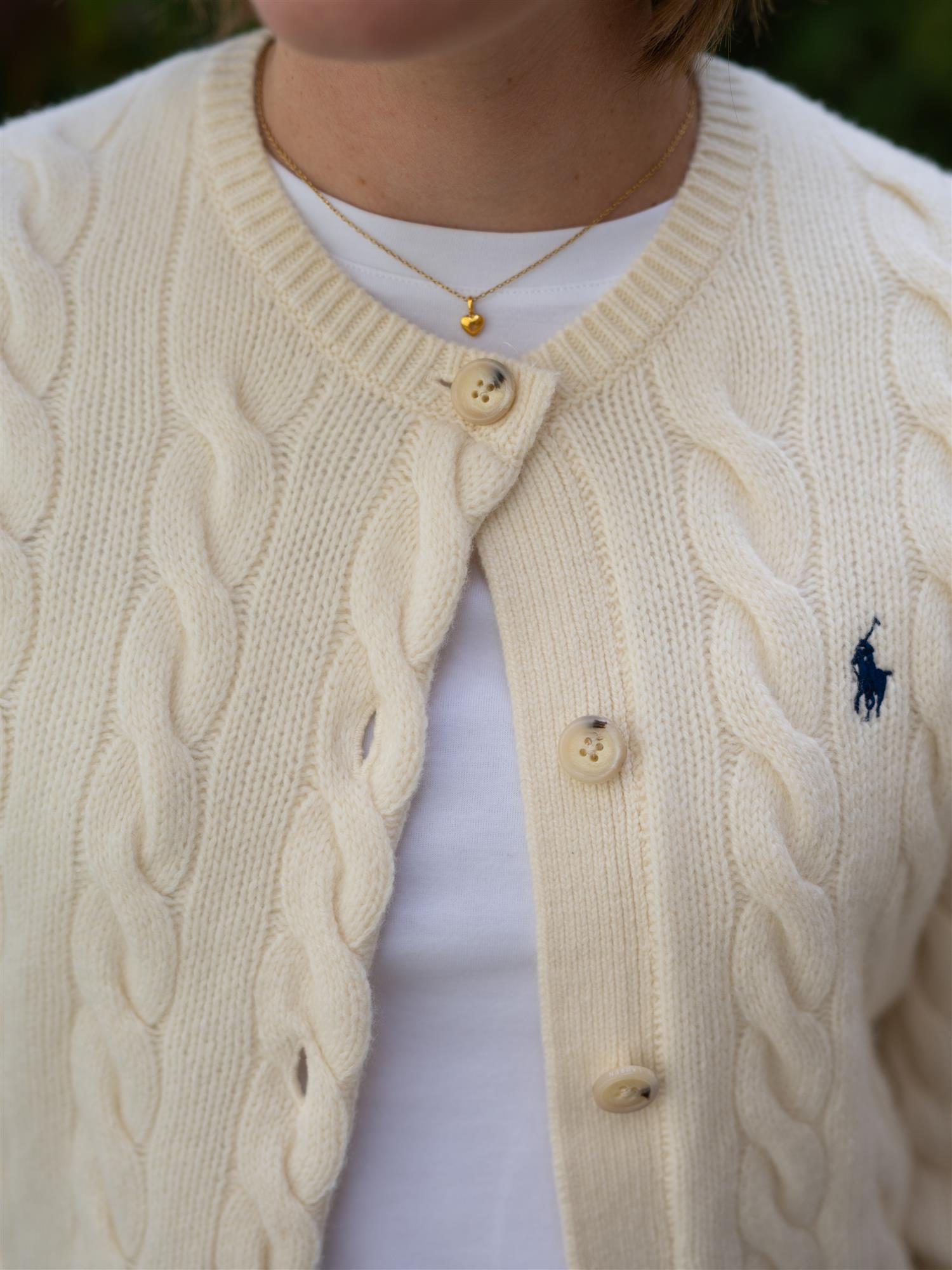 Cable-Knit Wool-Cashmere Cardigan White
