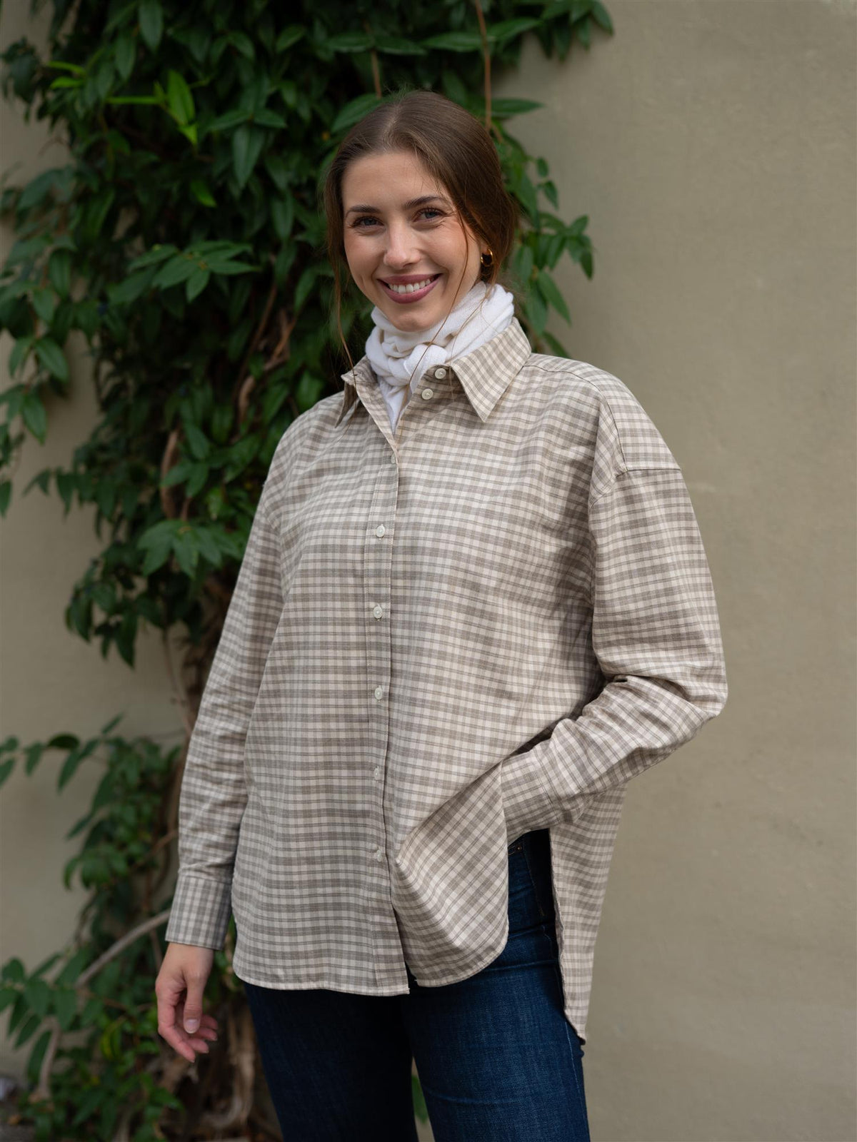 Edwina Flannel Shirt Checked Taupe