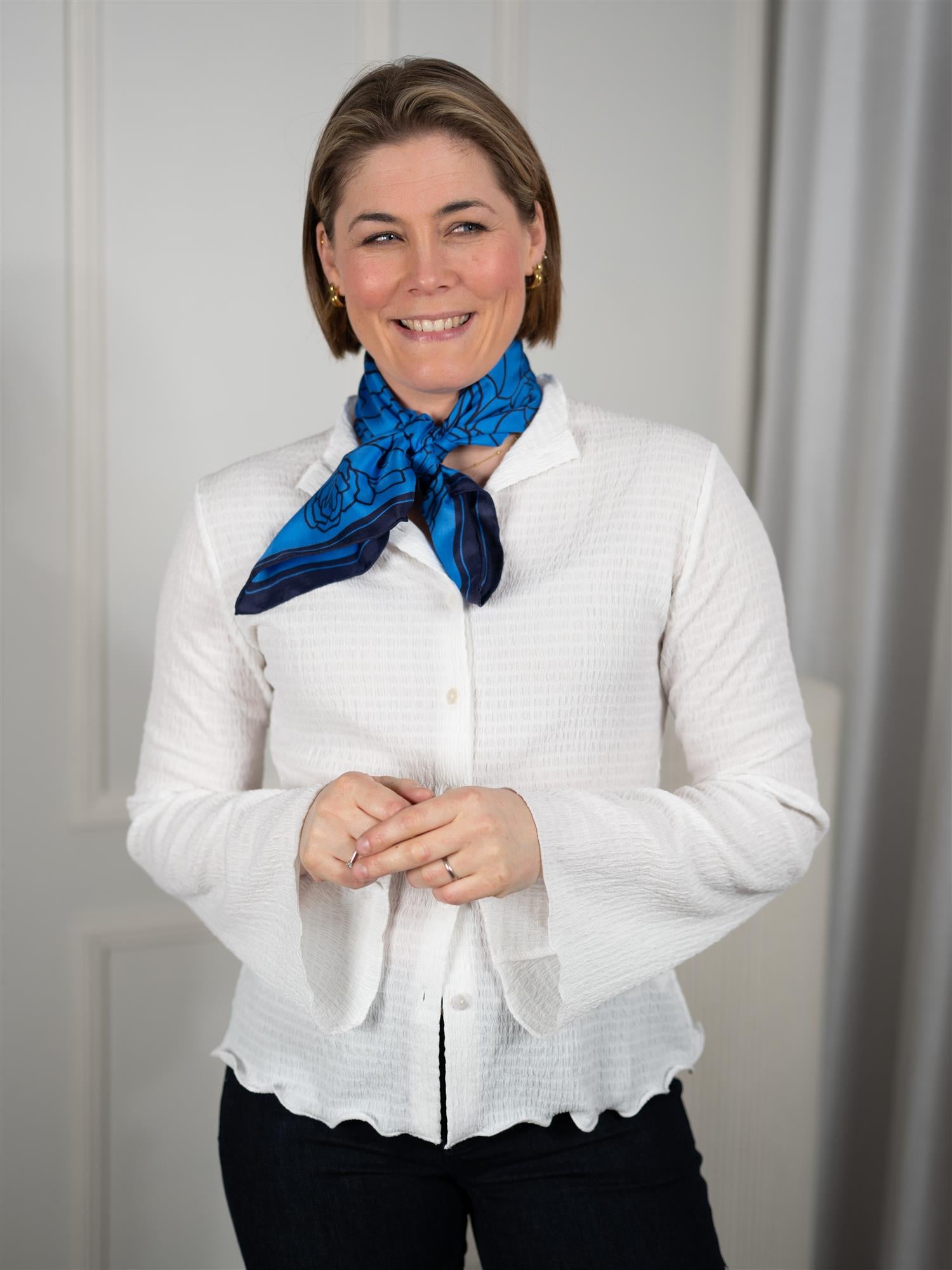 Stencia Tulip Sia Scarf Azure Blue