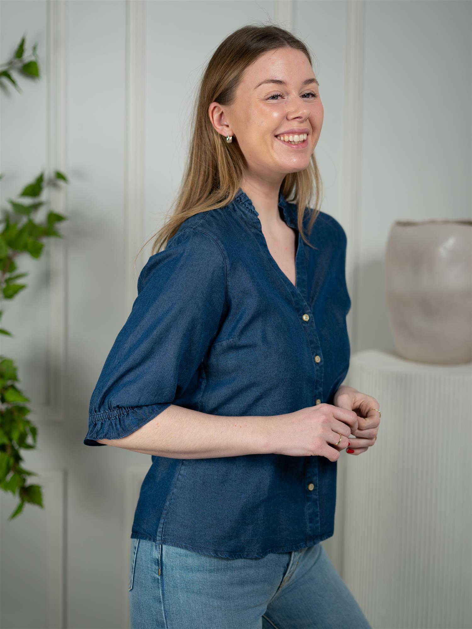 Stenströms Lilith Blouse Short Sleeve Dark Blue