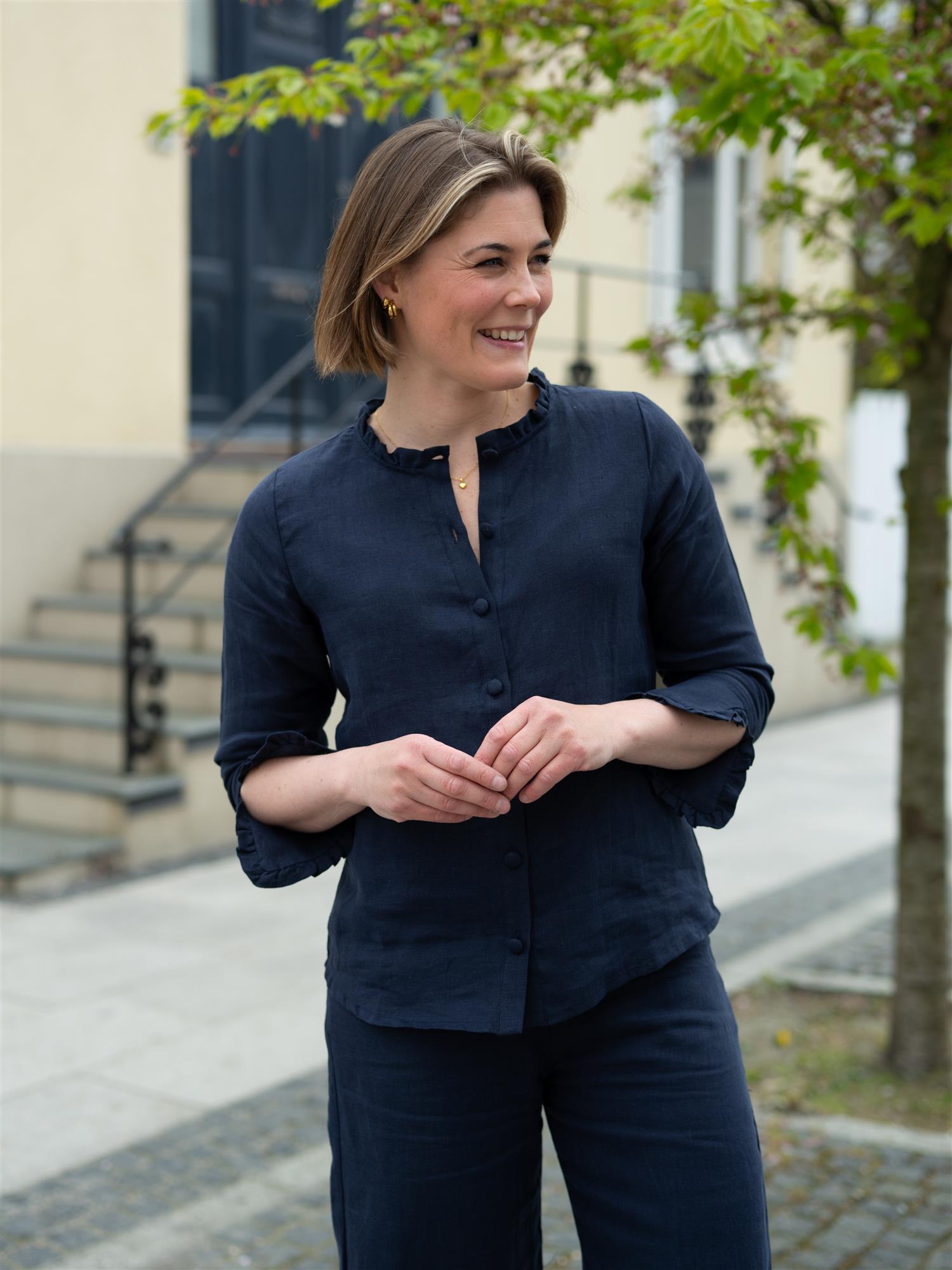 Ella&il Clarion Linen Shirt Navy