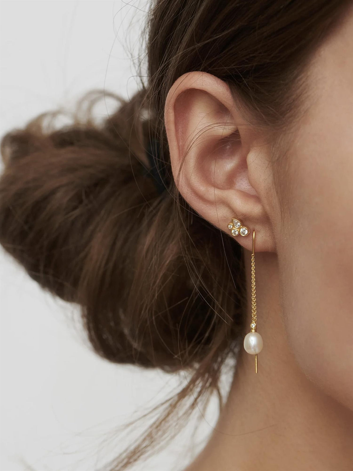 Tasha Chain Earrings White Pearl