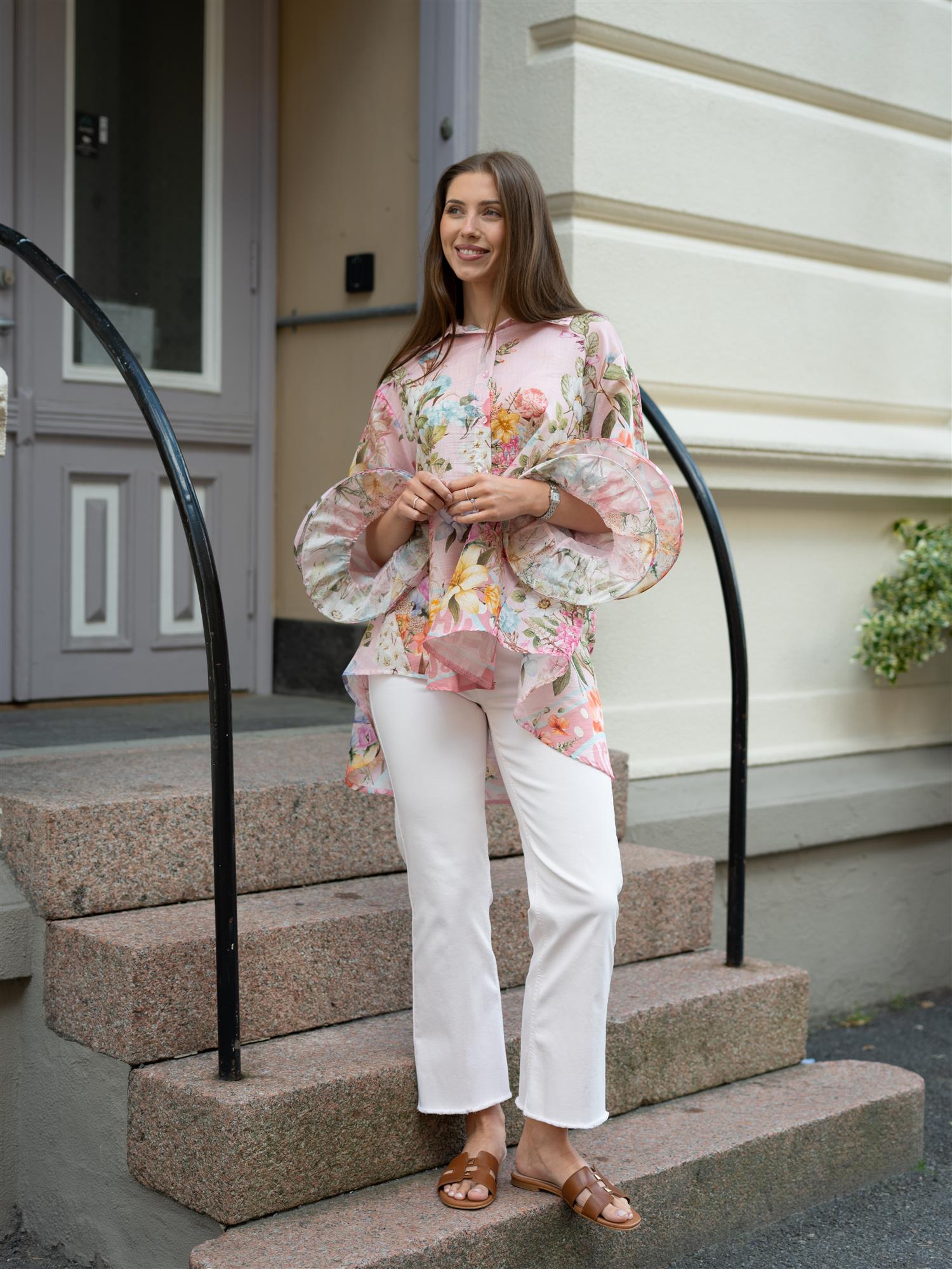 From Paris With Love Bluse med Volanger Rosa