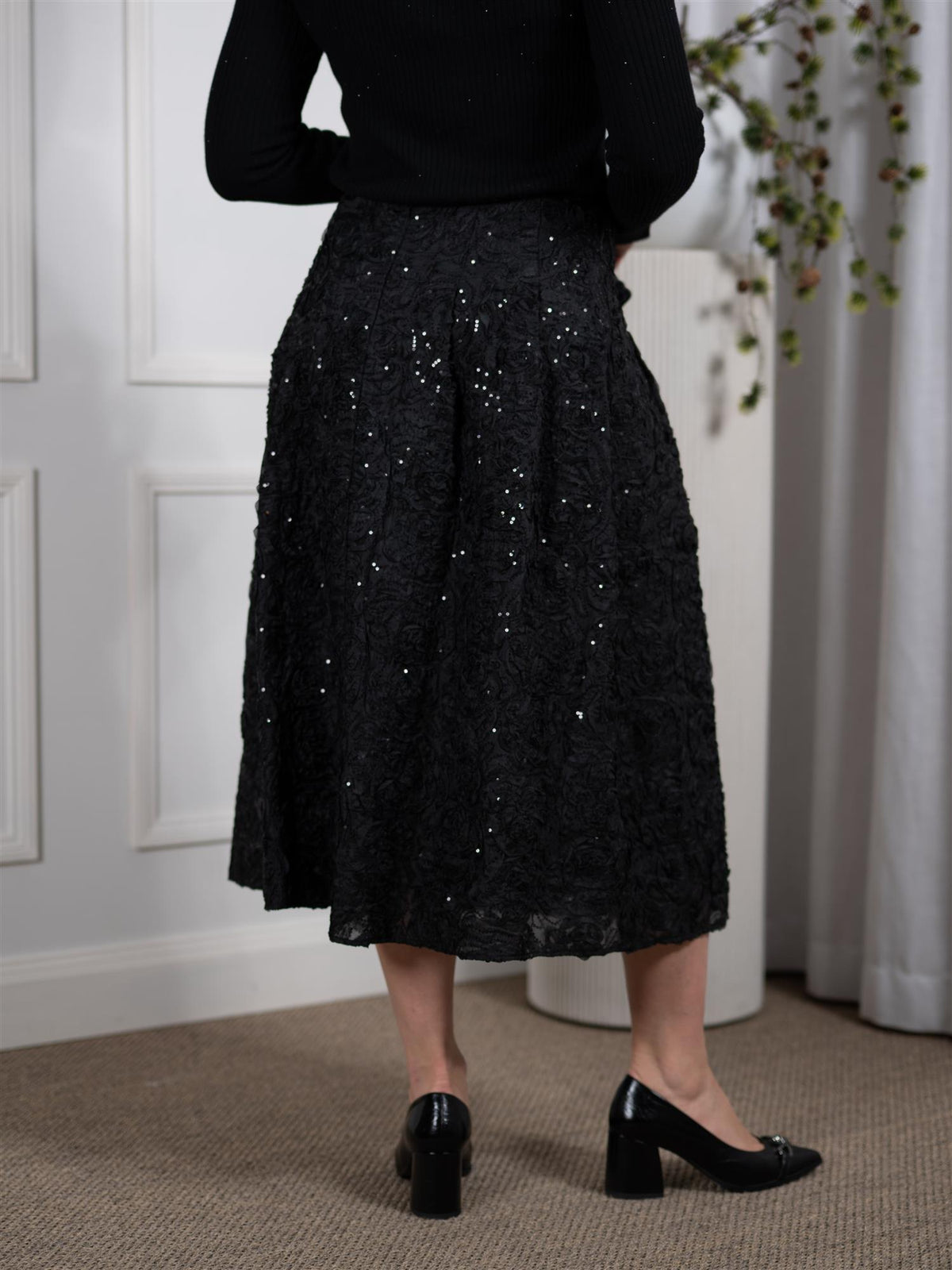 MMReya Sequins Skirt Black