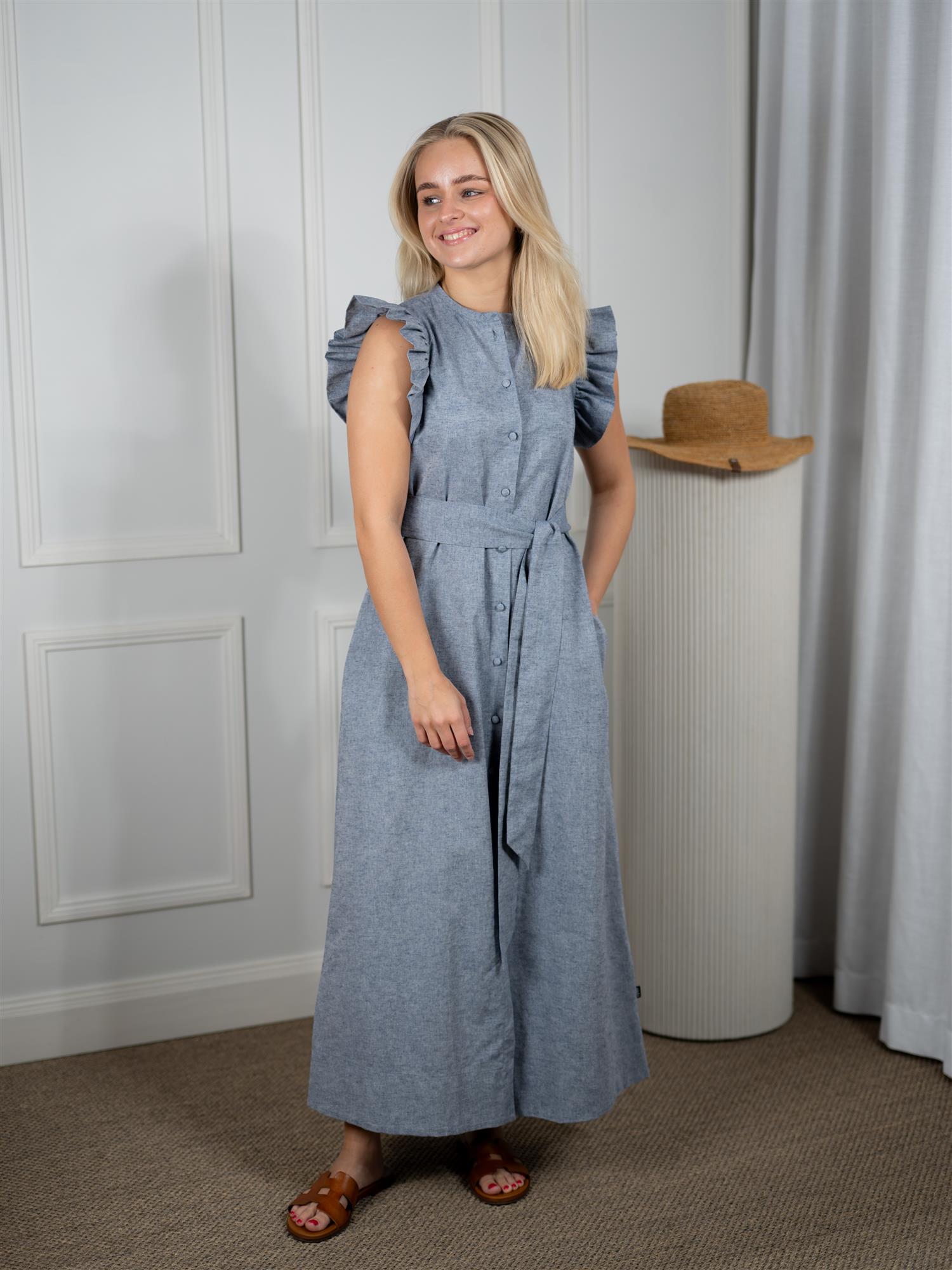 Pam Linen Dress Denim Blue