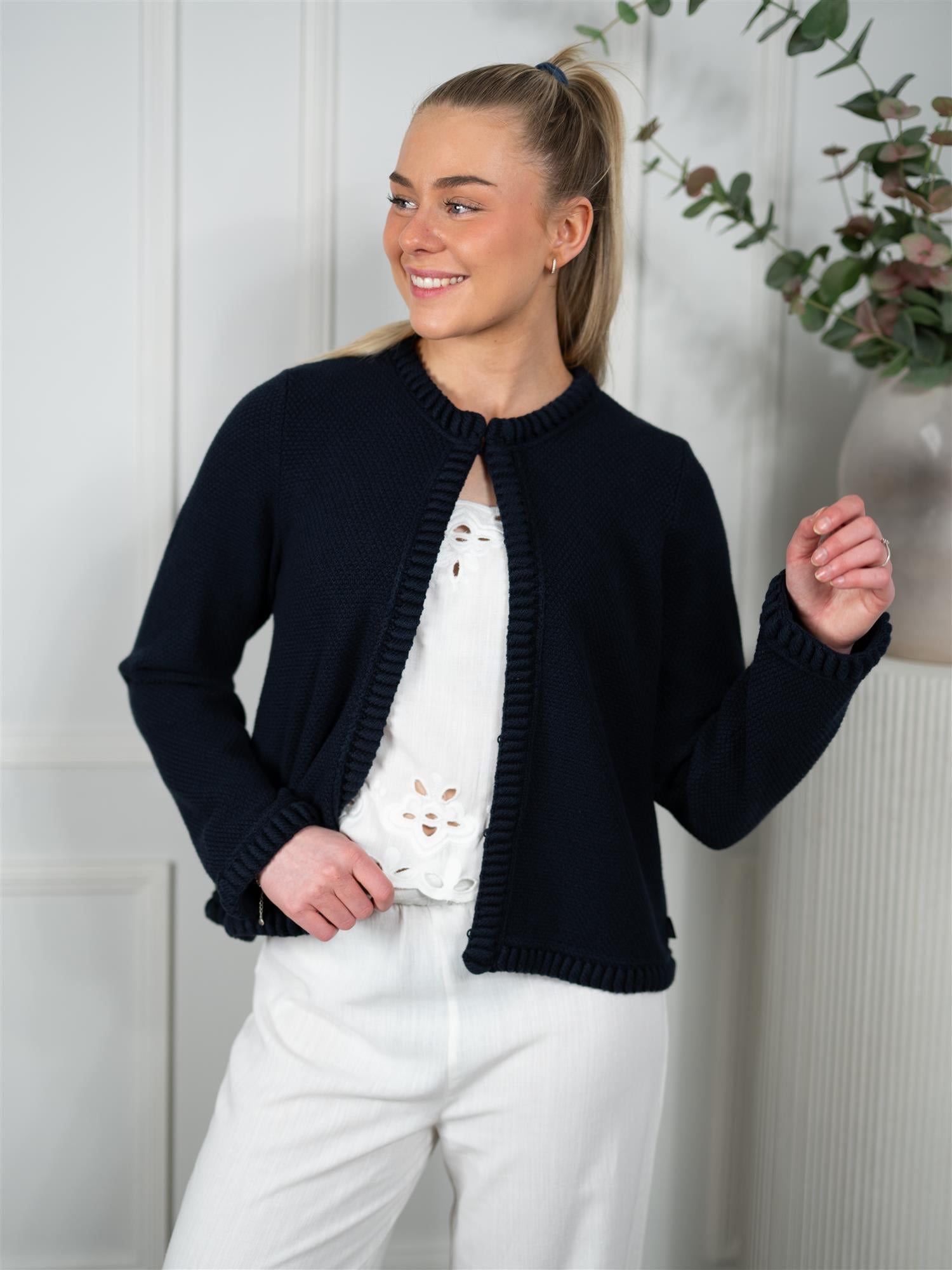 Ella&il Claire Cotton Cardigan Navy