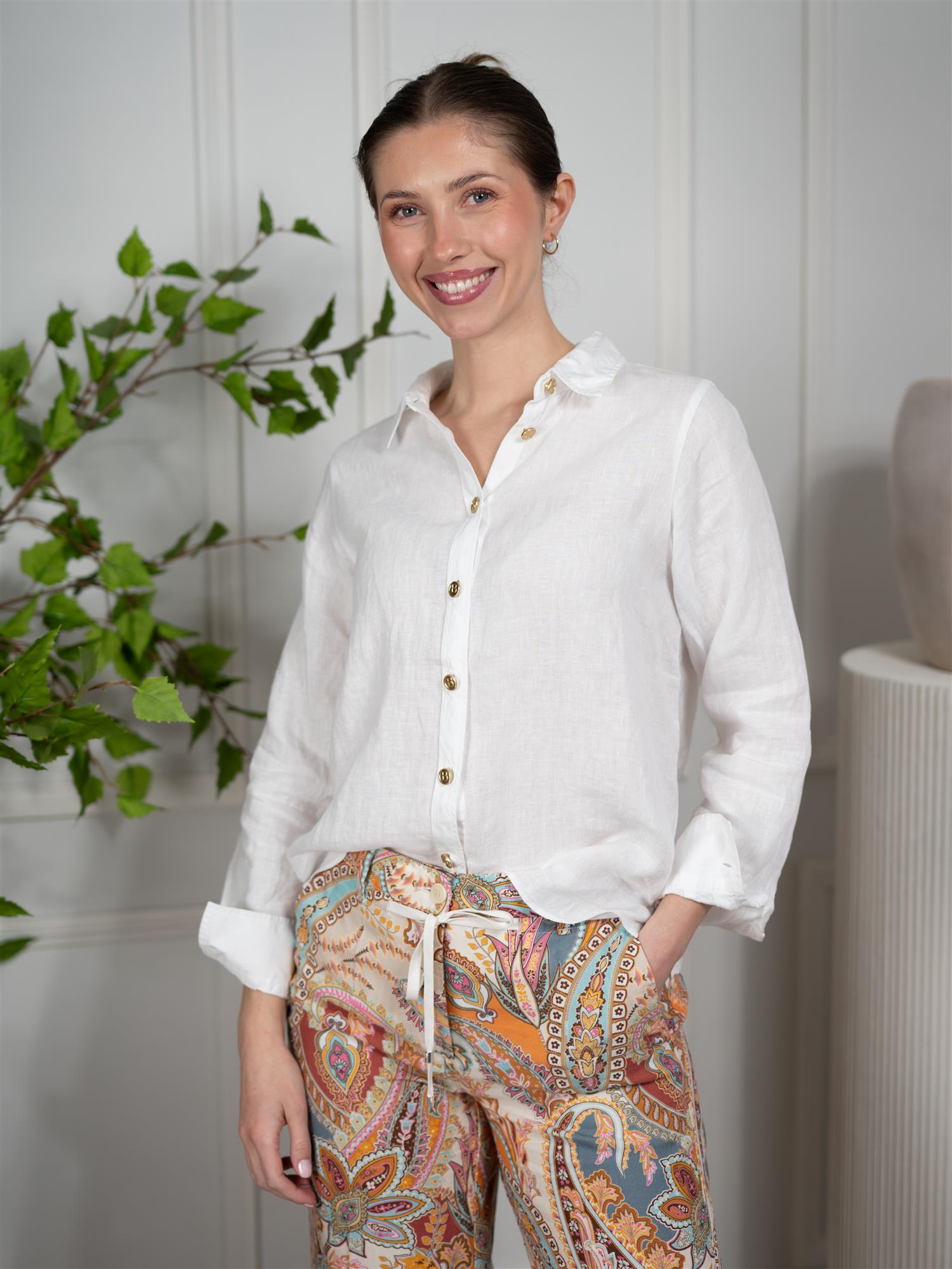 Busnel Nenne Linen Blouse White