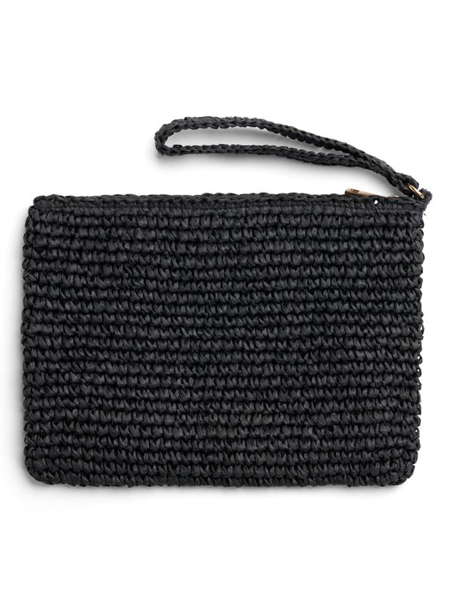 Ella&il Mim Straw Clutch Black