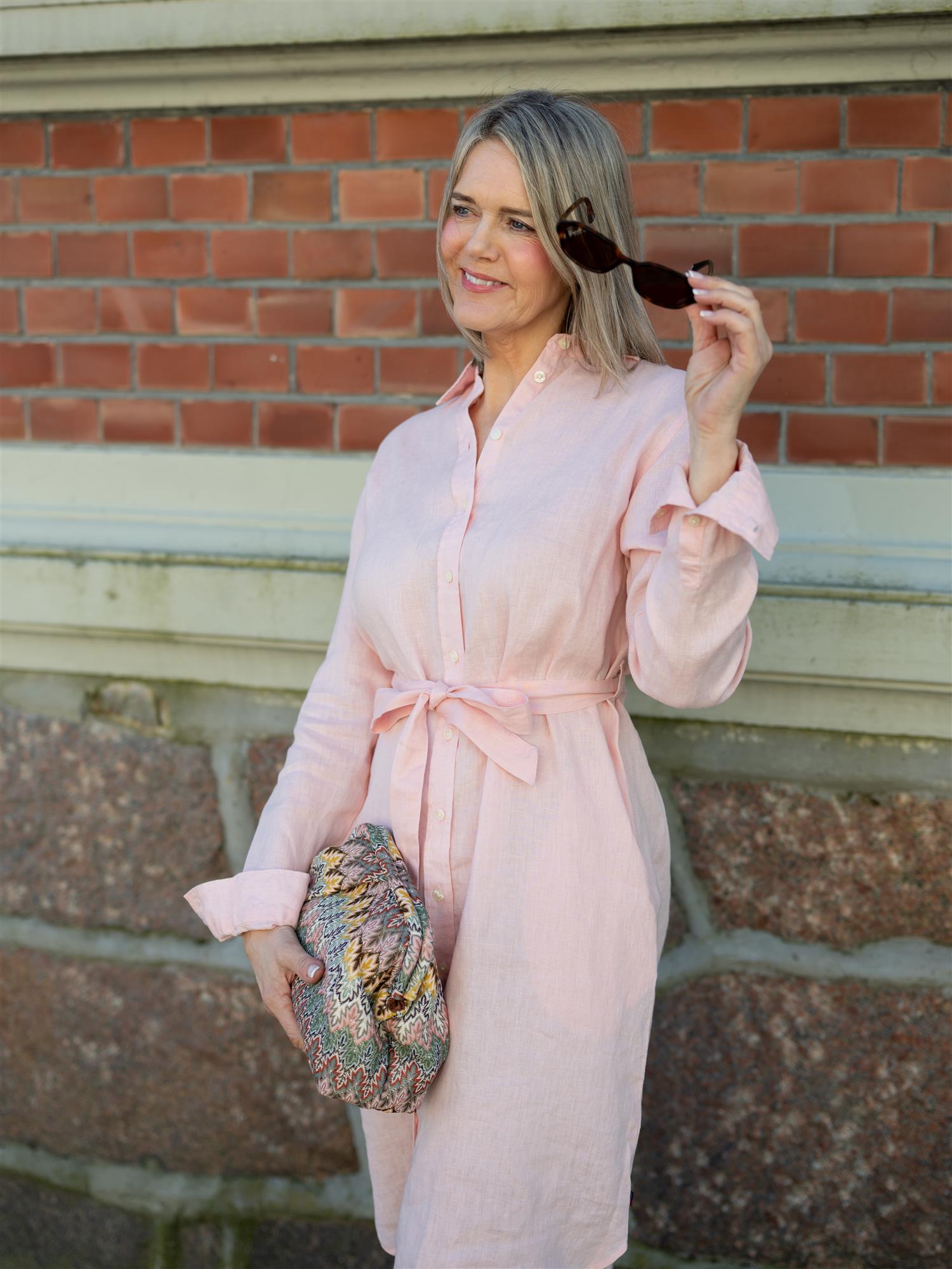 Lexington Linen Shirt Dress Pink