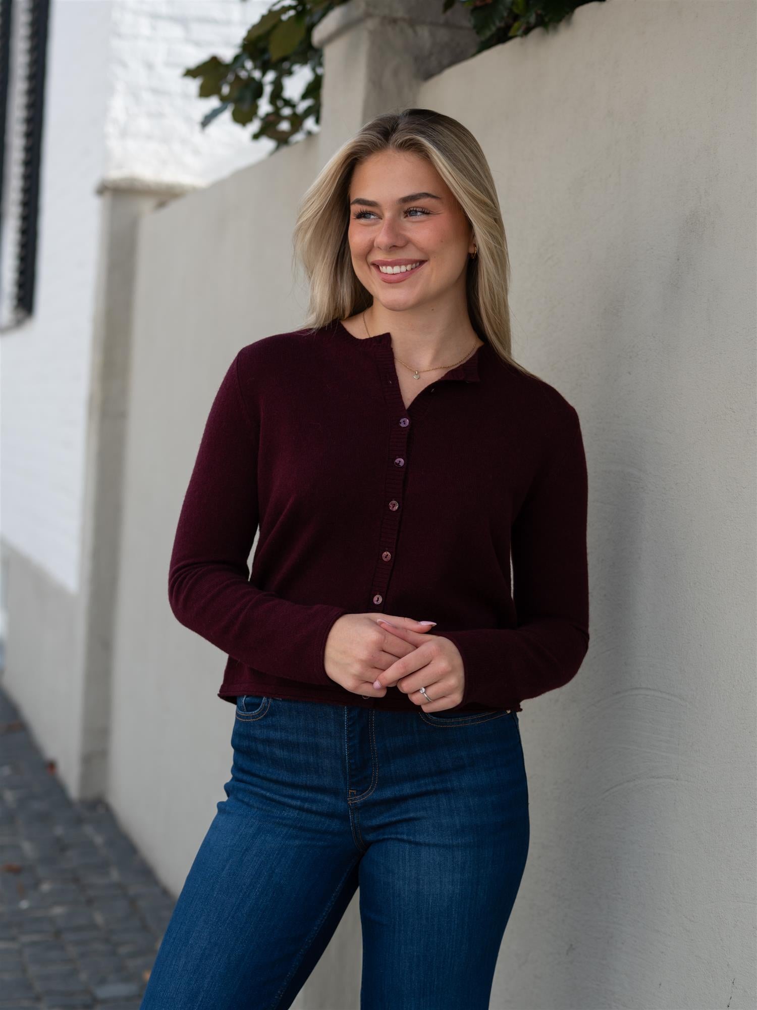 Dear Dharma Clara Cardigan Aubergine