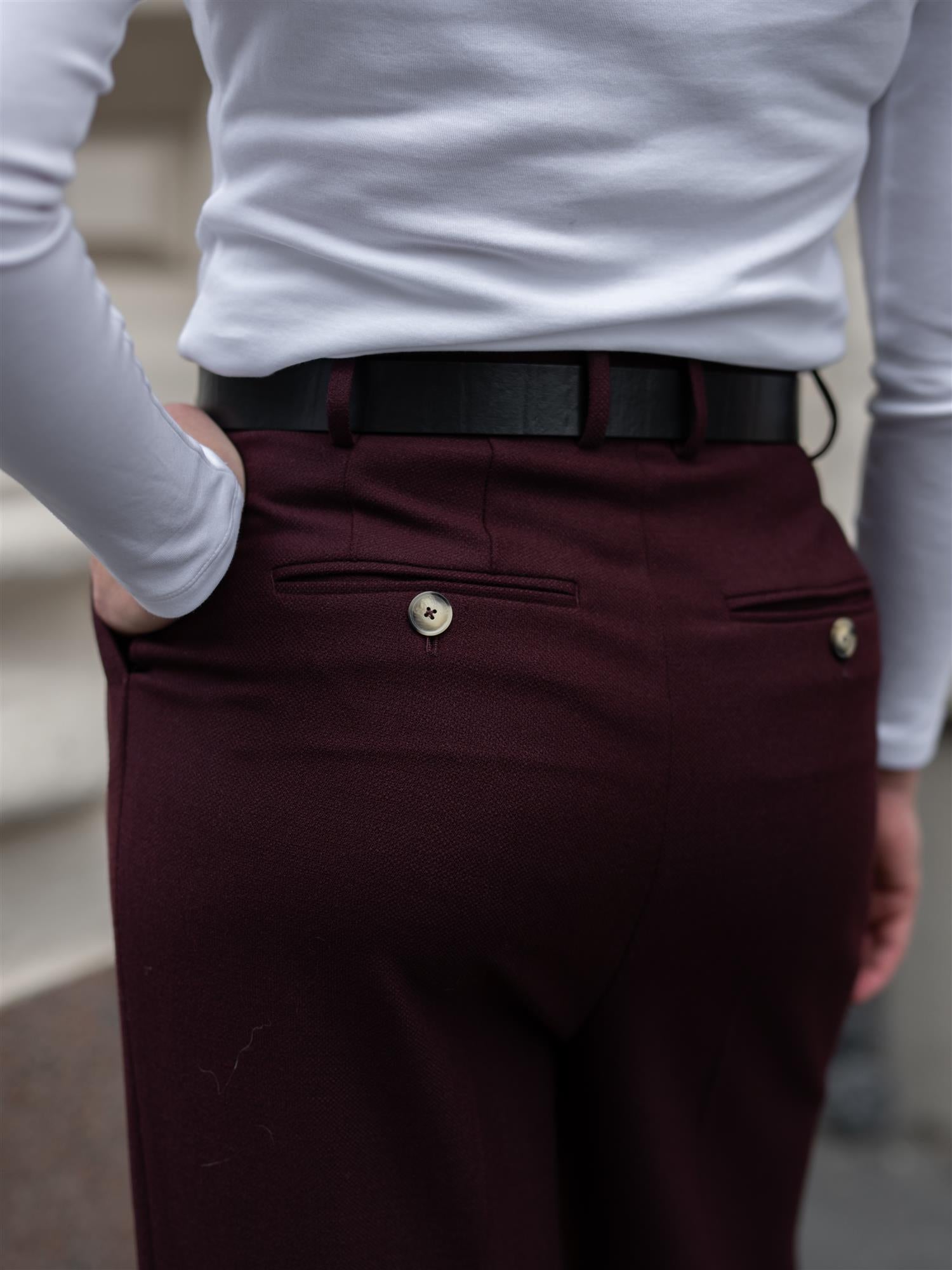 Sand Remi Tweed Dori Super Wide Dark Red