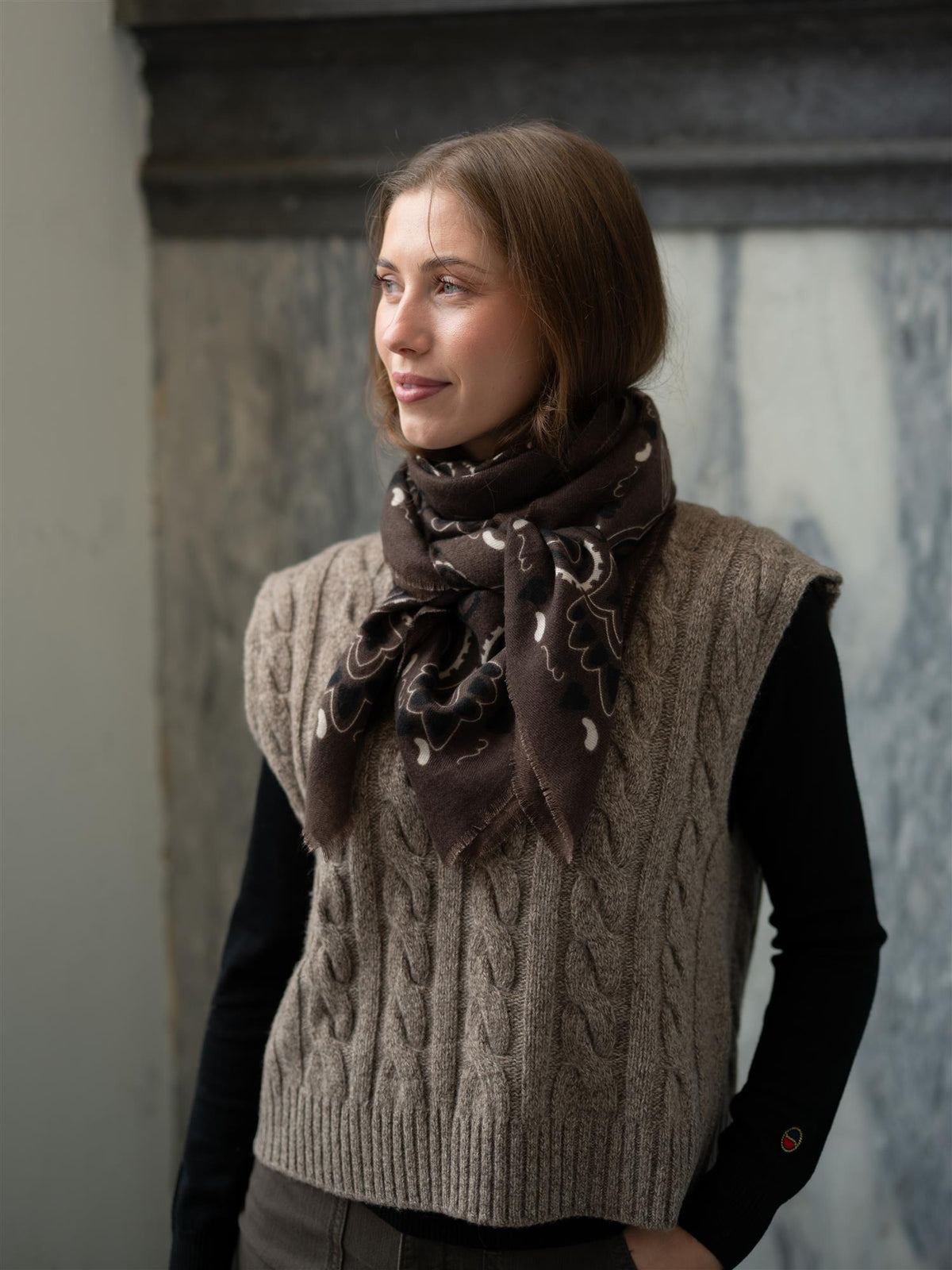 Heritage Paisley Scarf Dark Brown