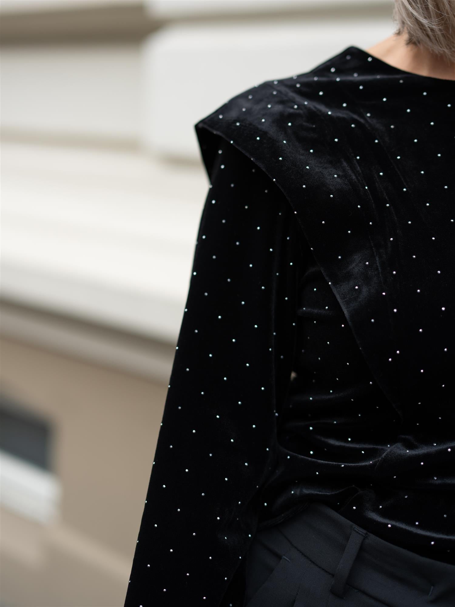 Ella&il Kendra Stud Velour Blouse Black