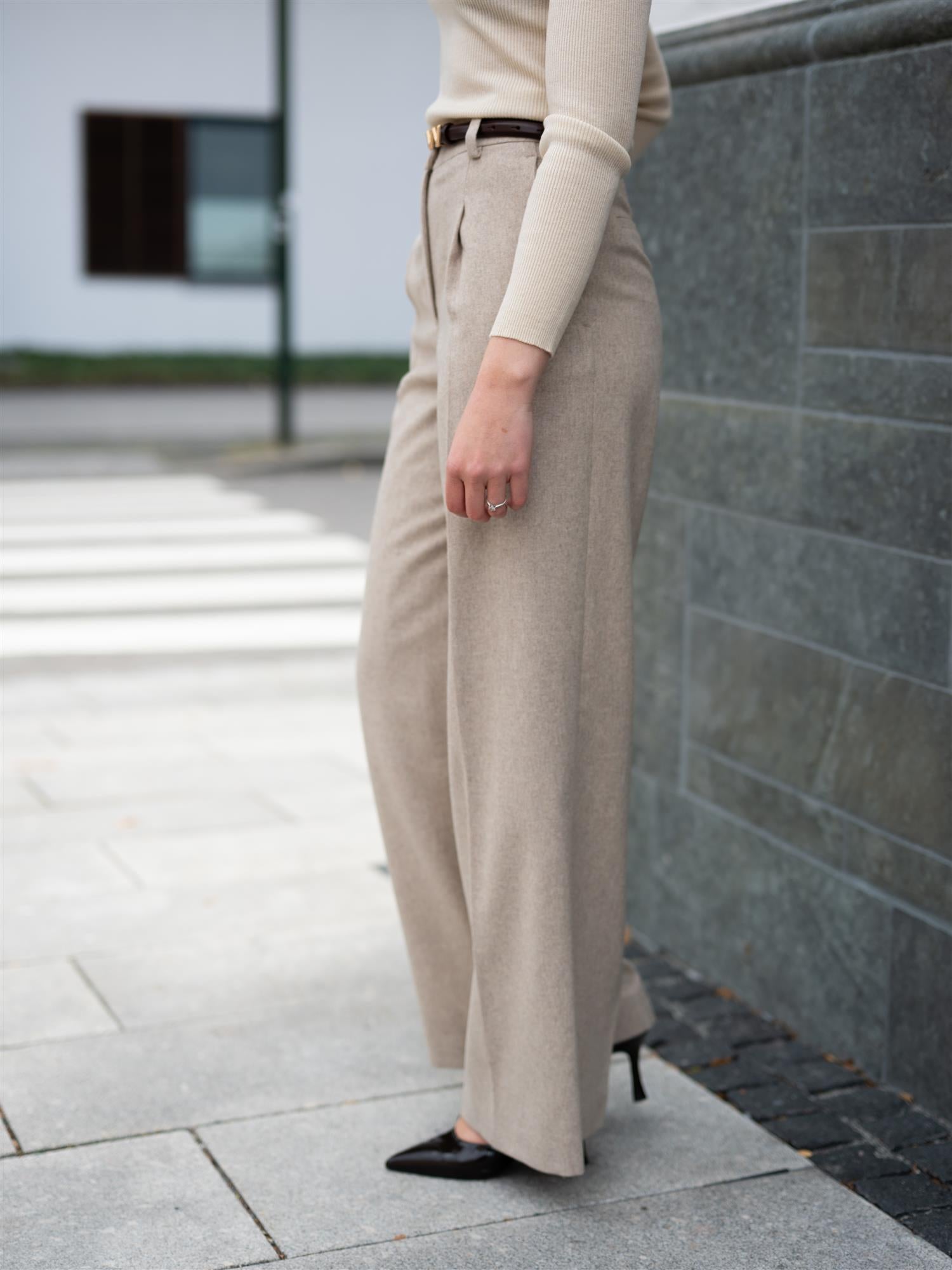 Lexington Tailored Wool Blend Wide Pants