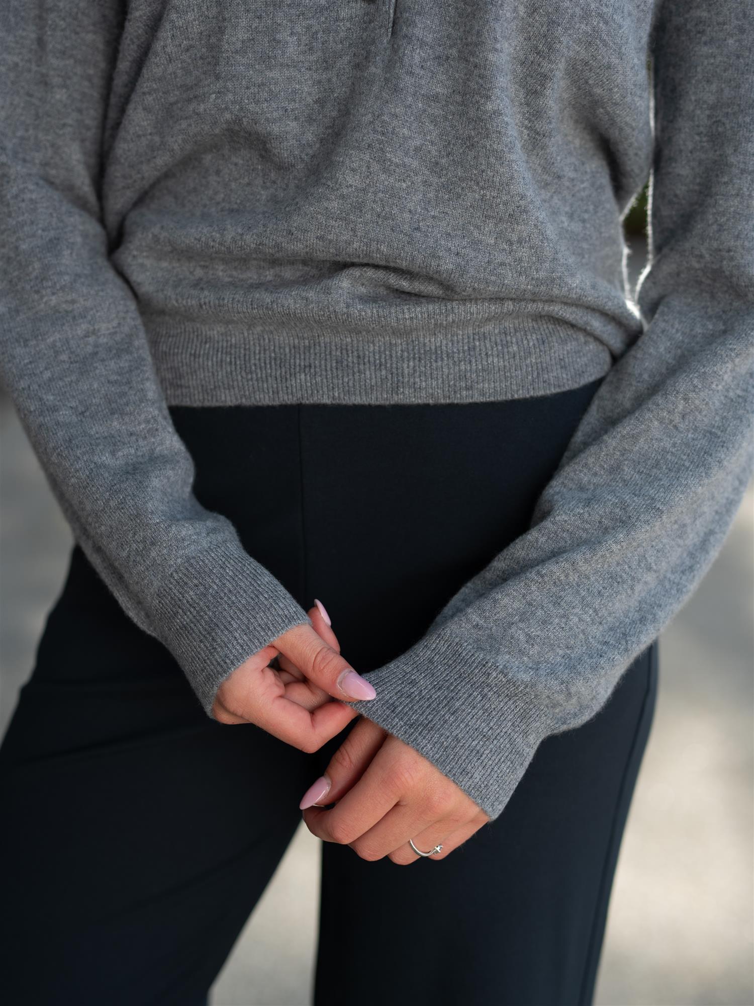 Elida Cashmere Polo Grey Mel