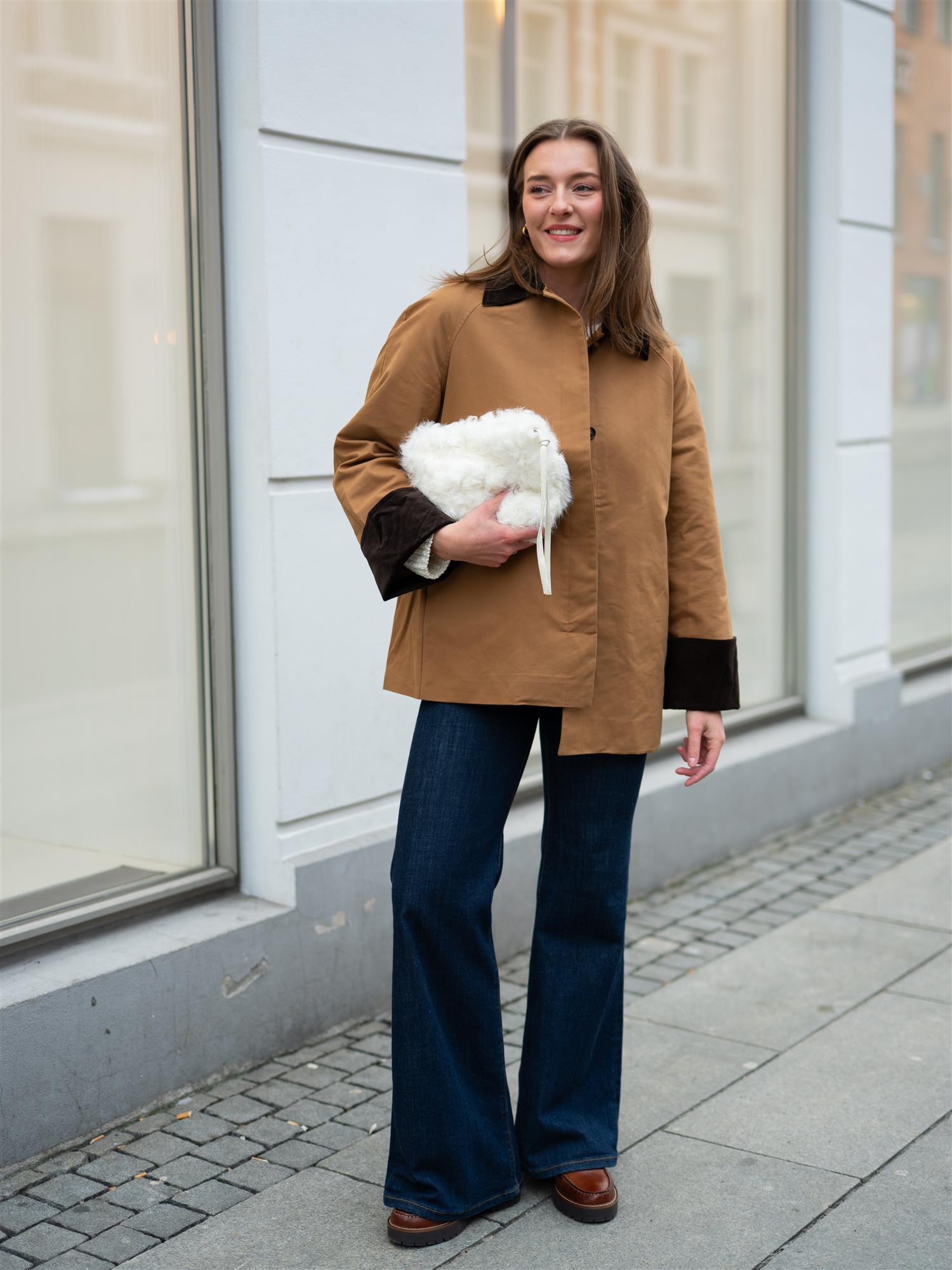 Christian Aks Aiya Small Shearling Bag Cream