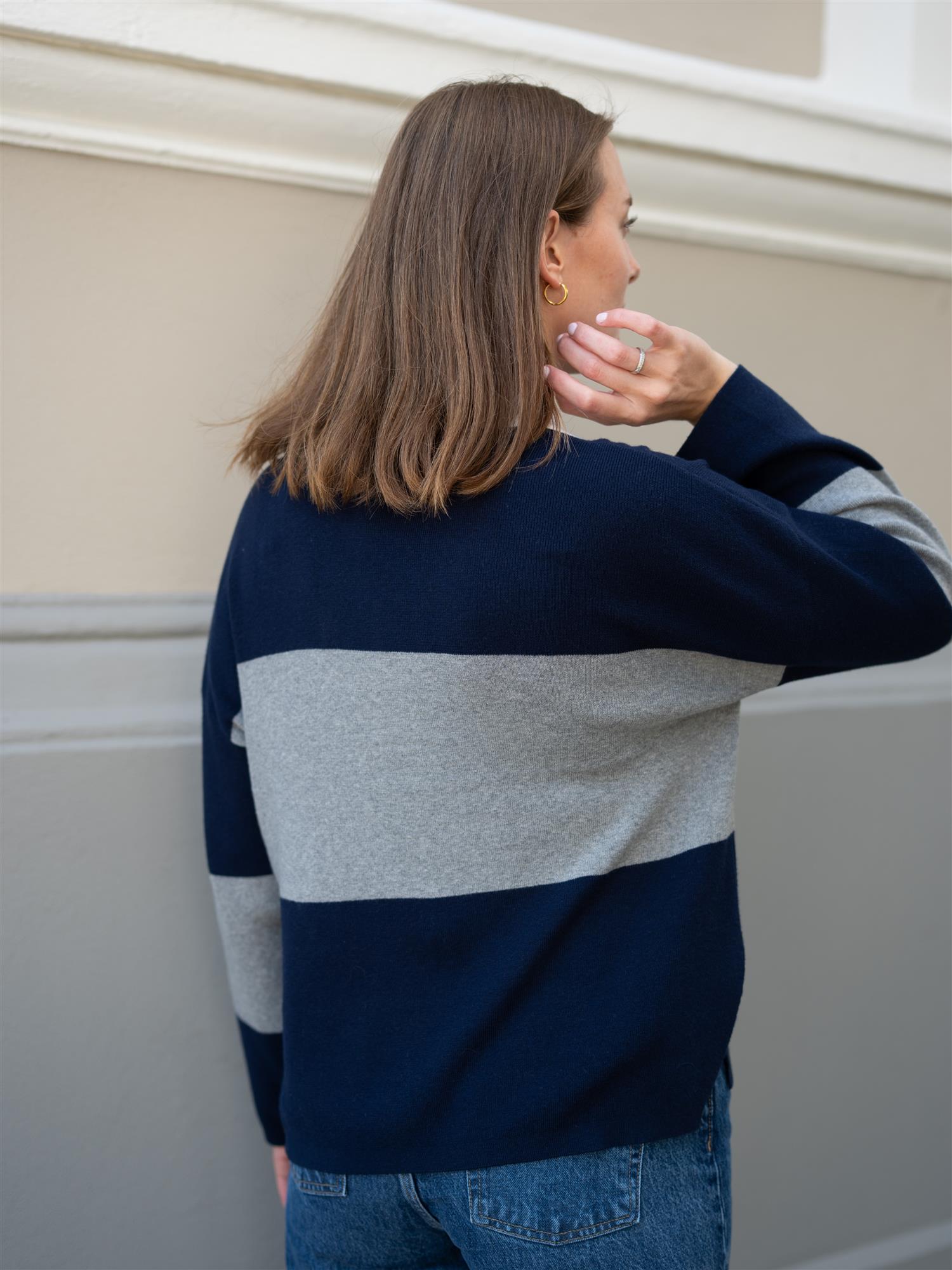 Mos Mosh Wylie Tani Bold Stripe Knit Maritime Blue