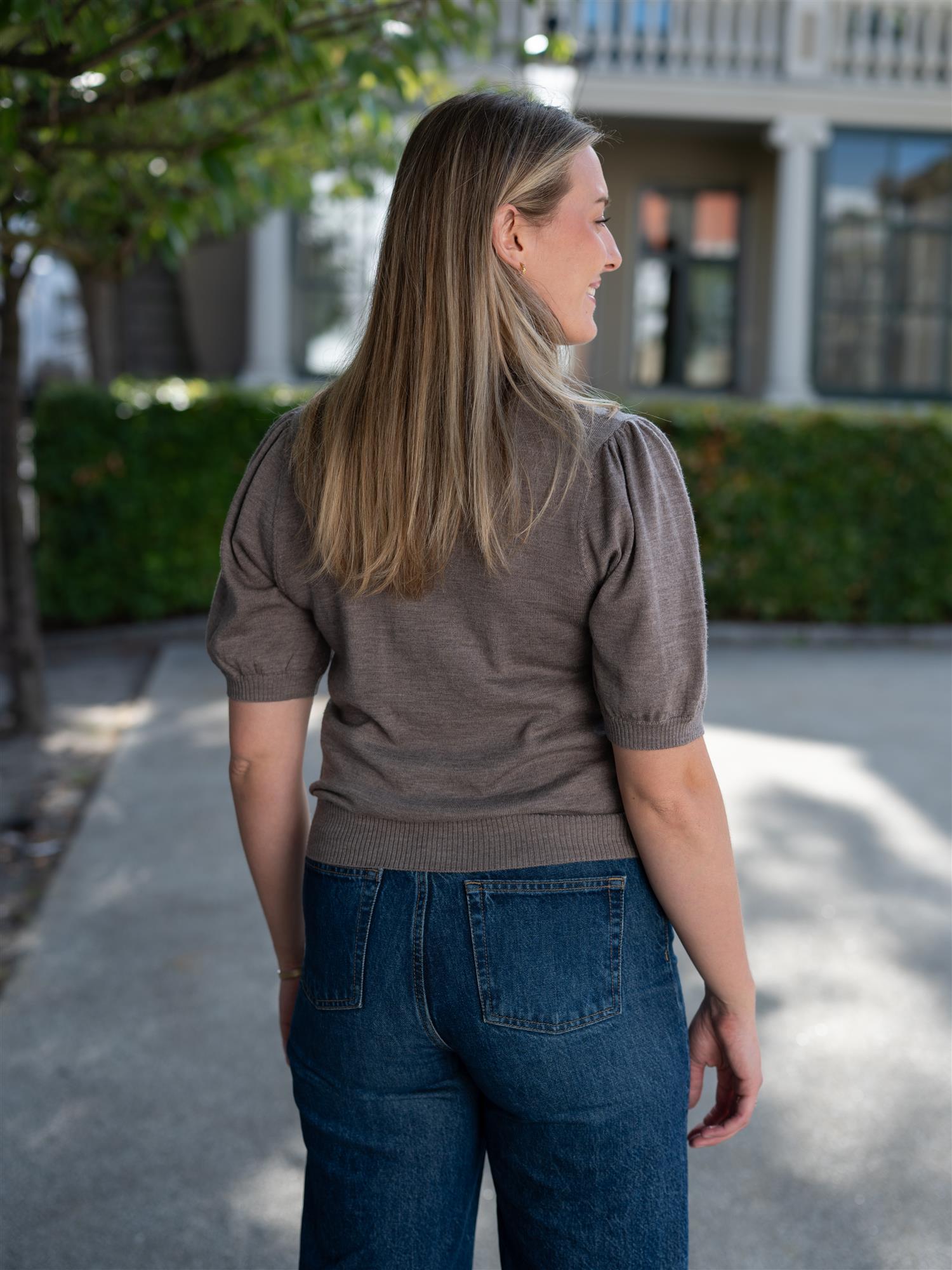 Dear Dharma Merino Puff Tee Ash Brown