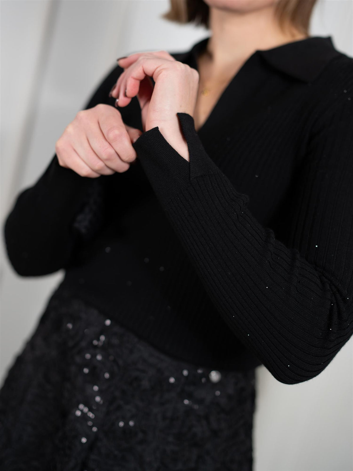 MMRonika Wool Knit Polo Black