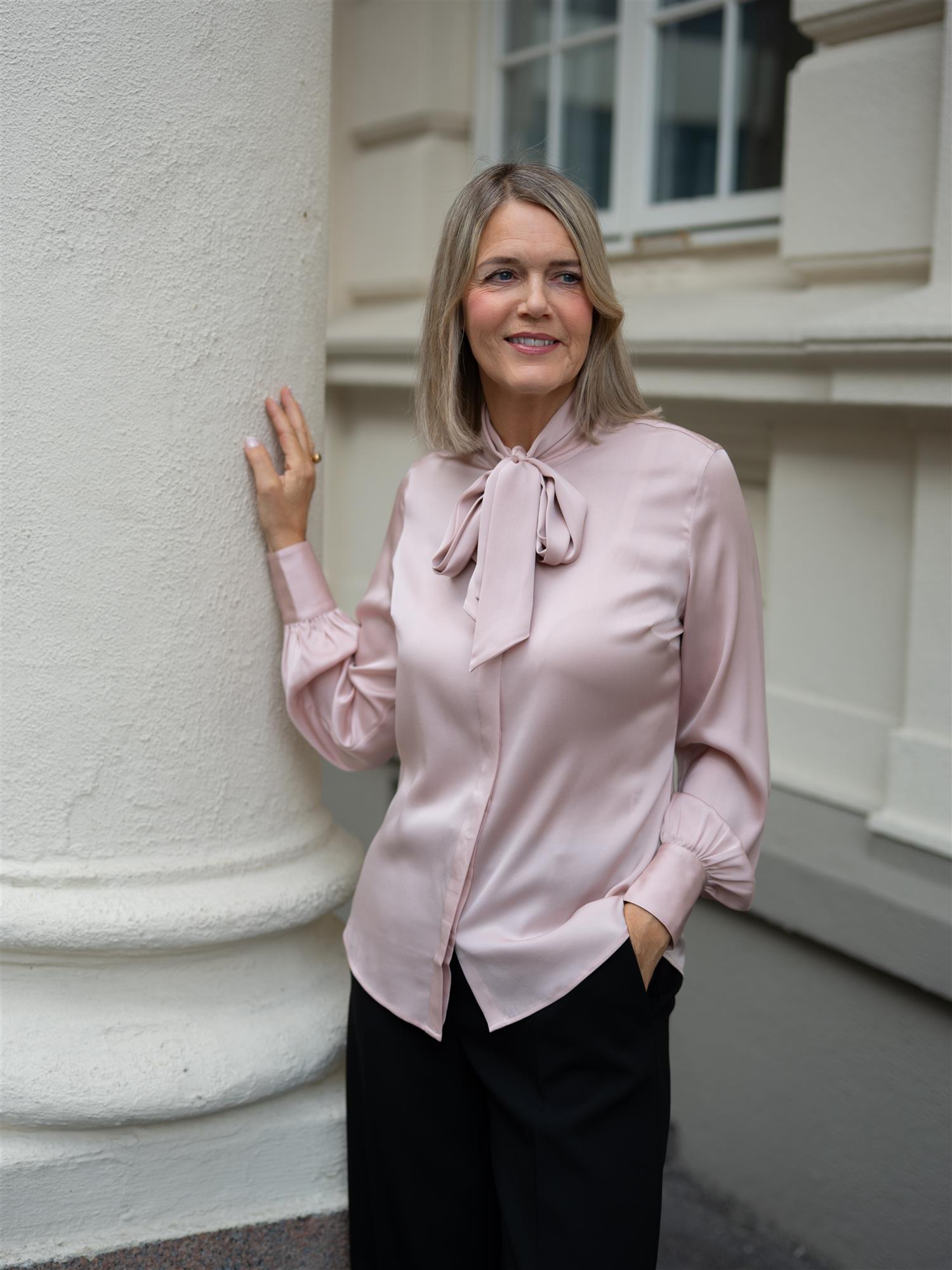 Selma Blouse Bowtie Flyfront Light Pink