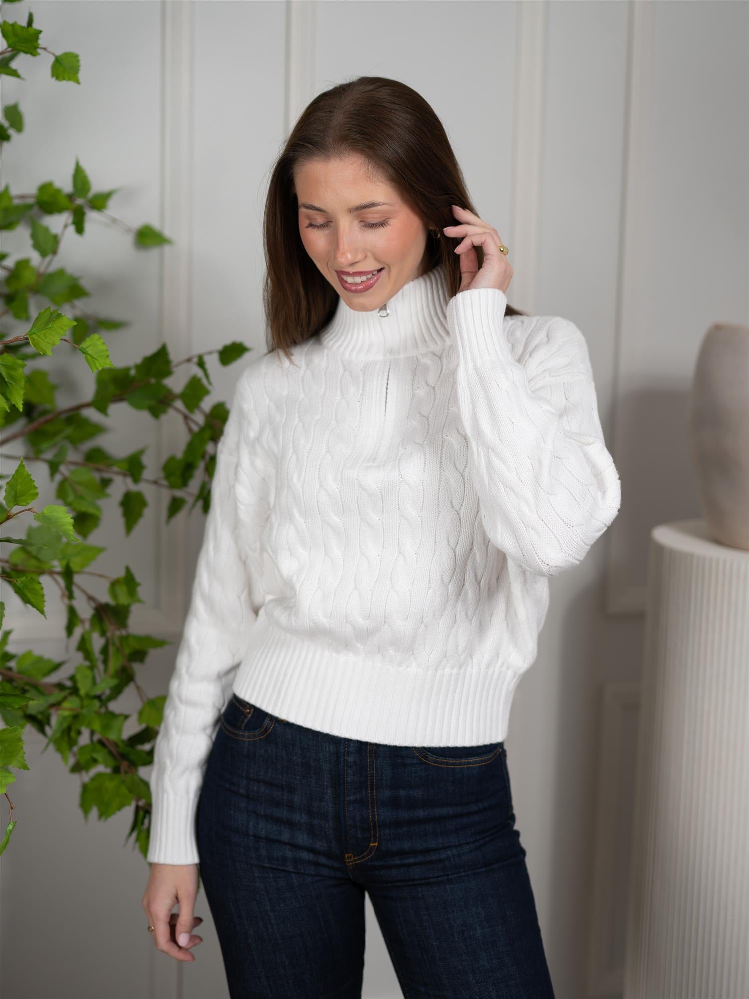Polo Cable-Knit Cotton Quarter-Zip Sweater