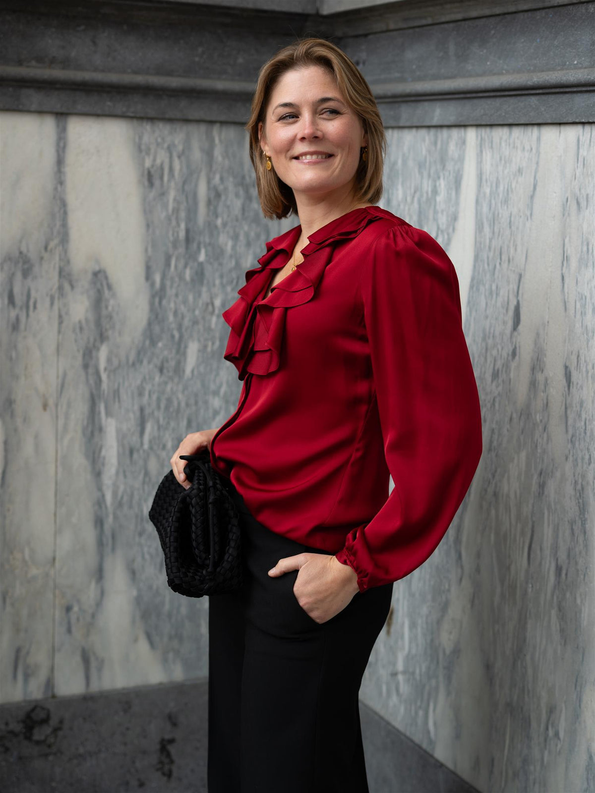Mona Blouse Frill Red