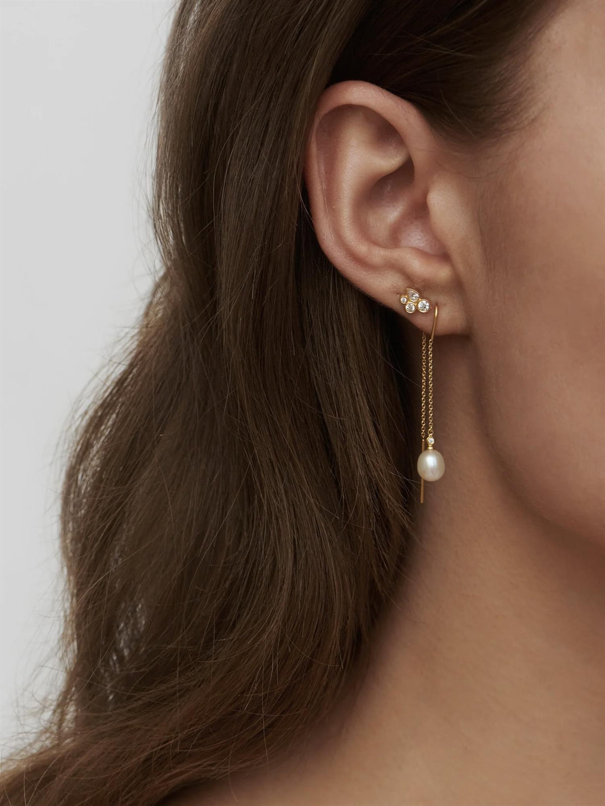 Tasha Chain Earrings White Pearl