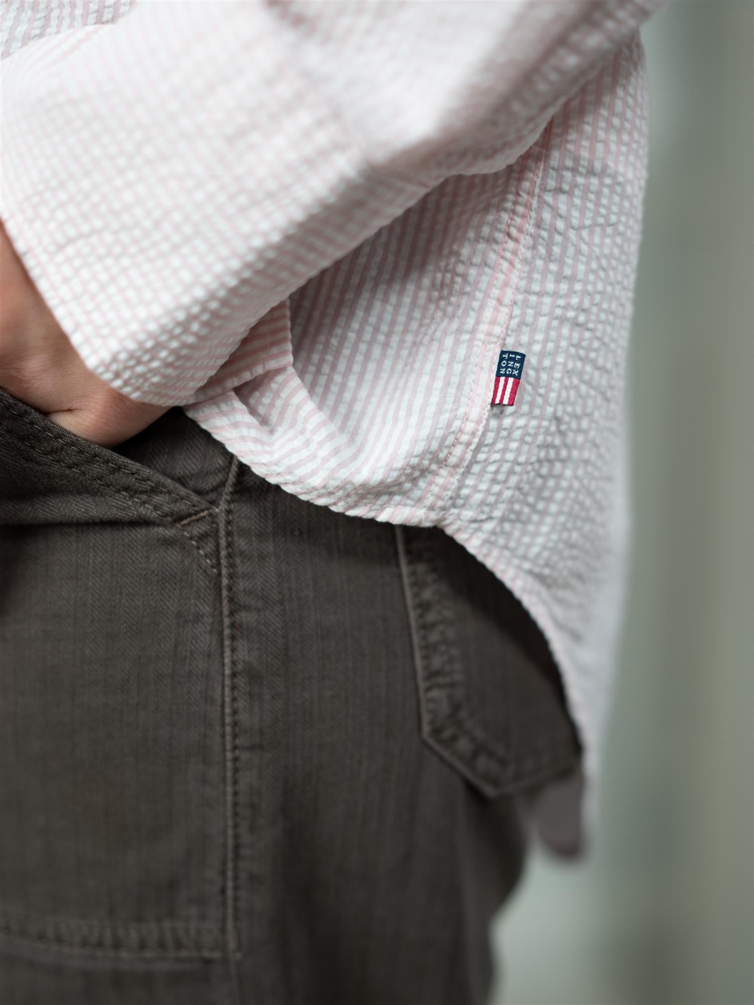 Lexington Casual Seersucker Shirt Pink/White stripe