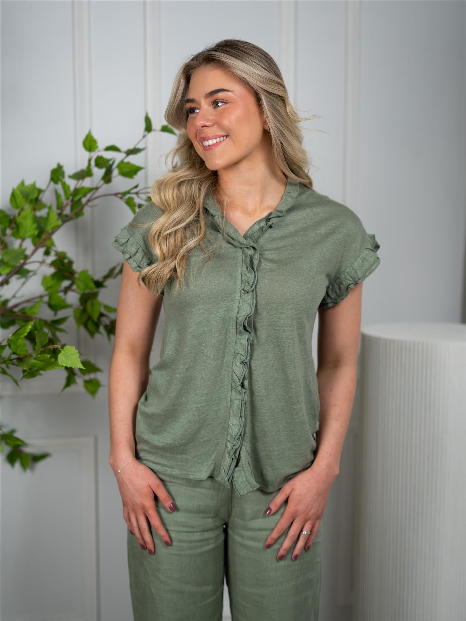 Ella&il Karianne Linen Tee Green