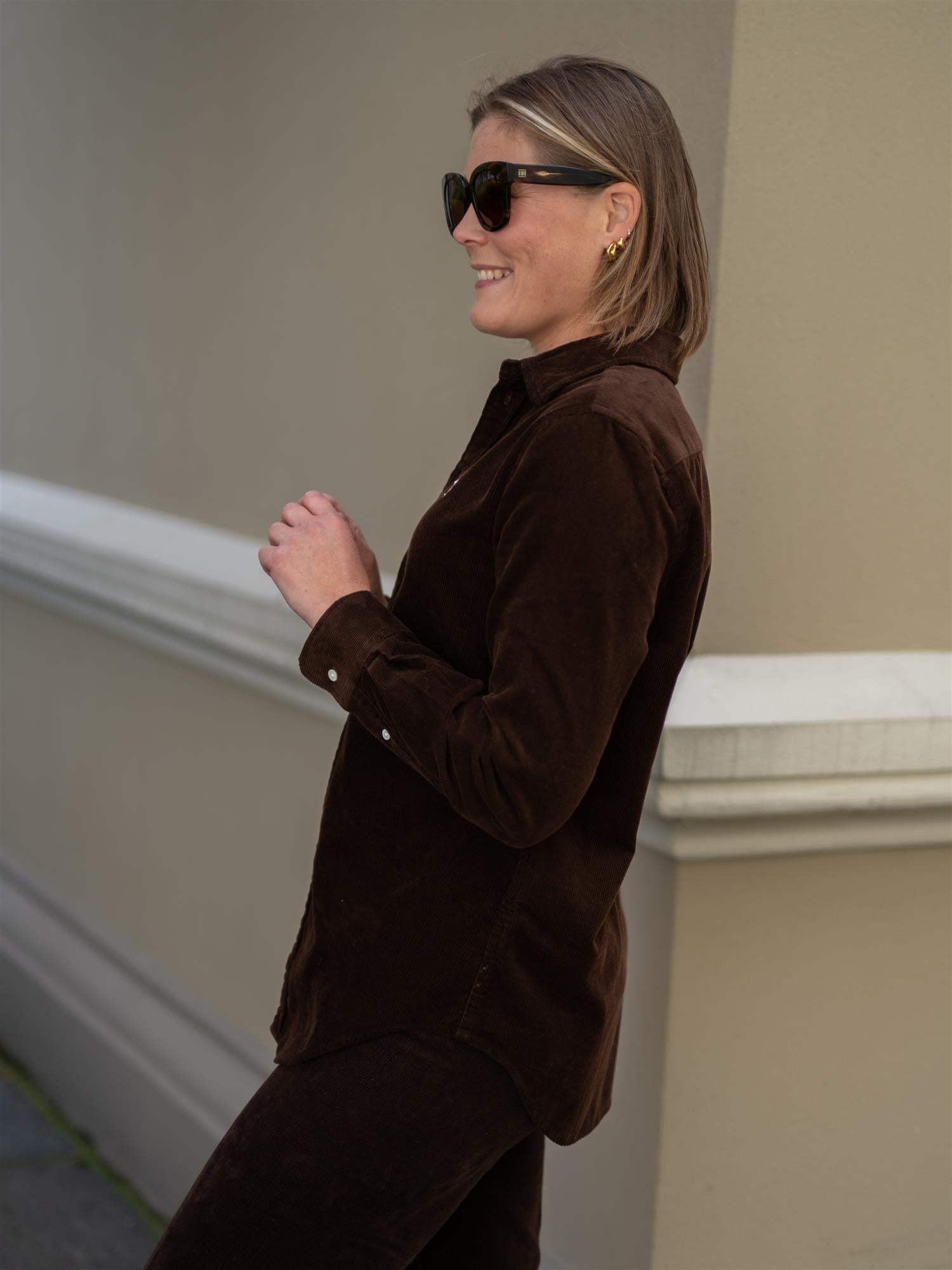 Woven-Sport Shirt Dark Brown