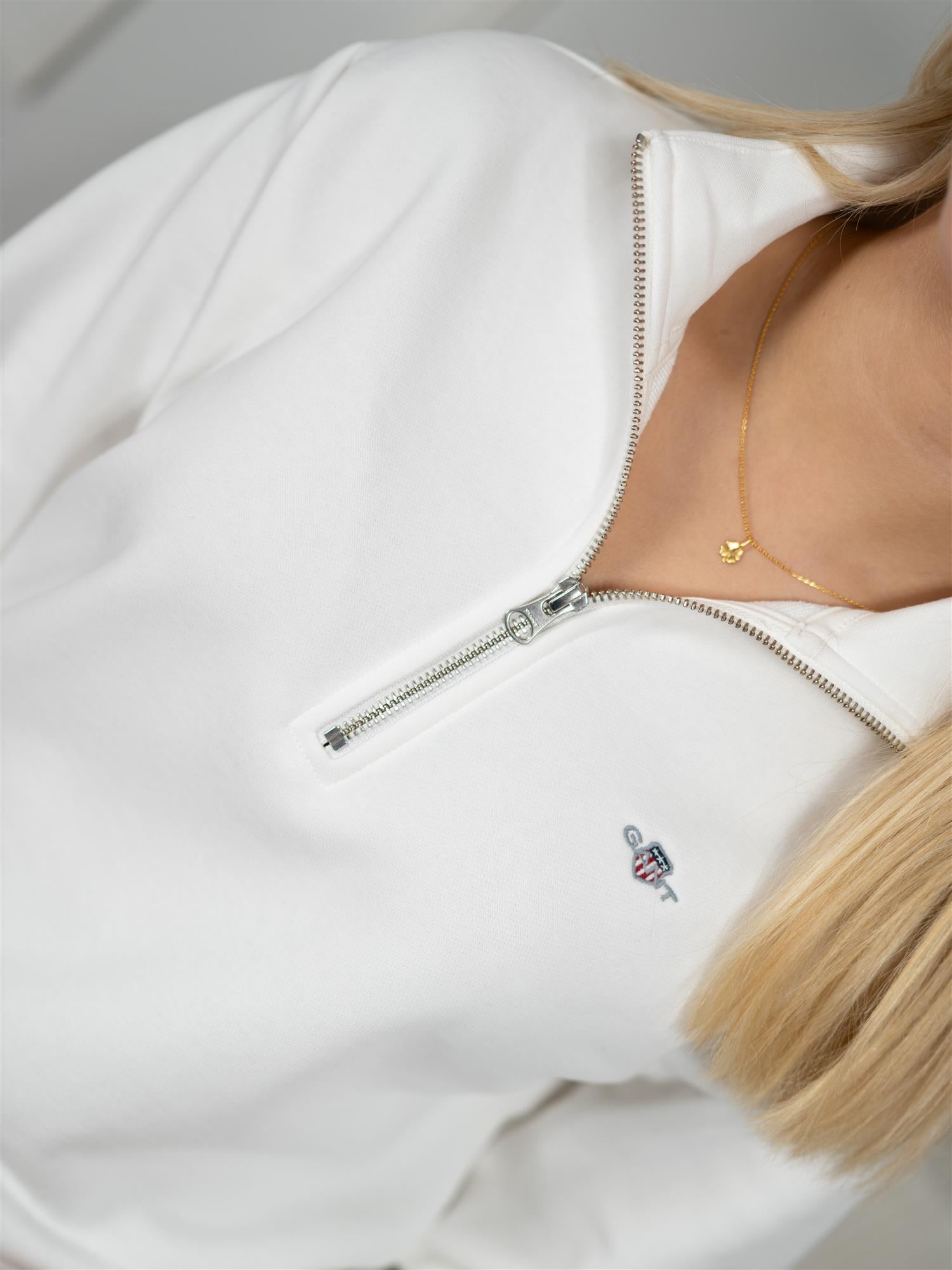 Gant Shield Bomullsgenser Med Half-Zip Eggshell