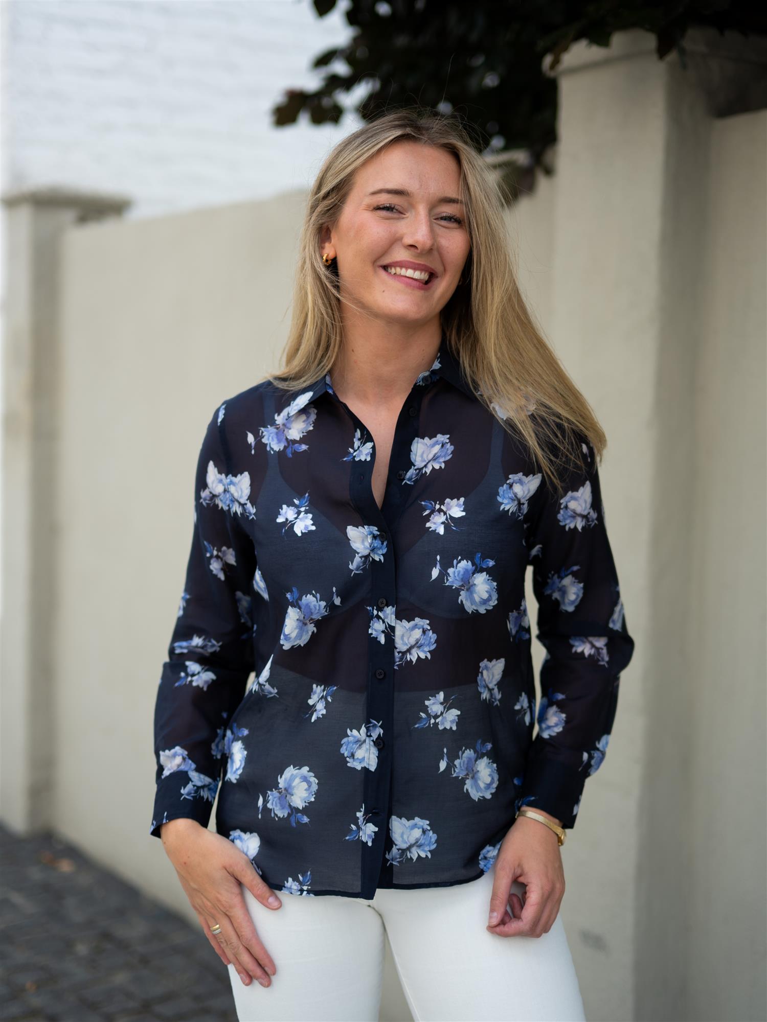 Reg Floral Print Ctn Silk Ls Shirt